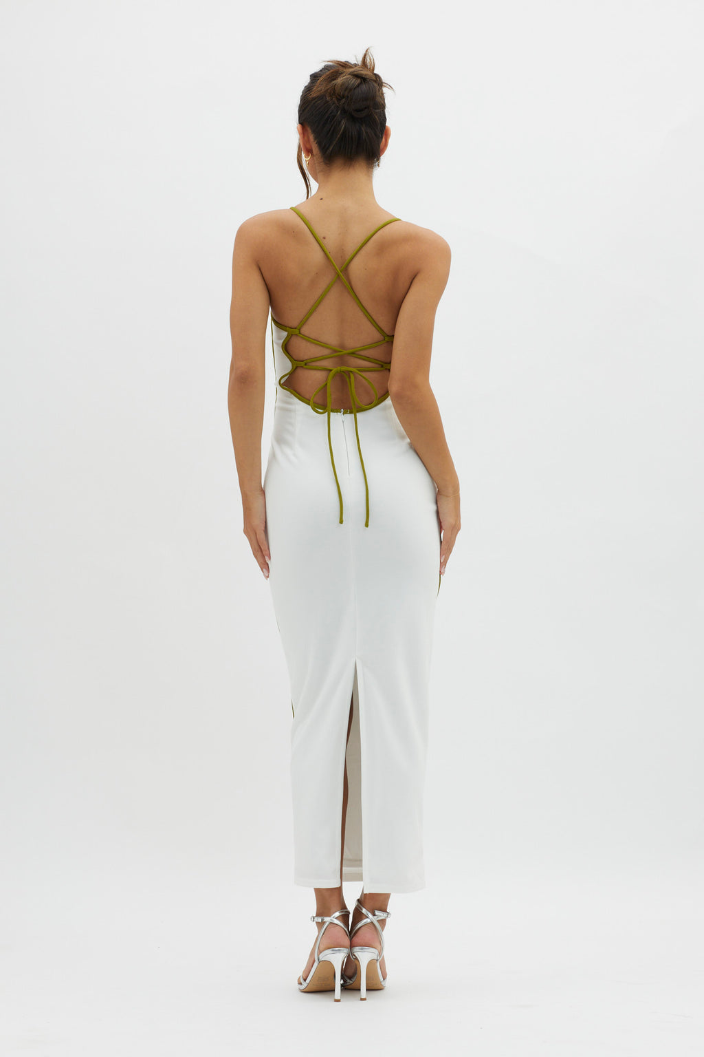 Future Awaits Lace-Up Back Midi Dress White by Selfie Leslie