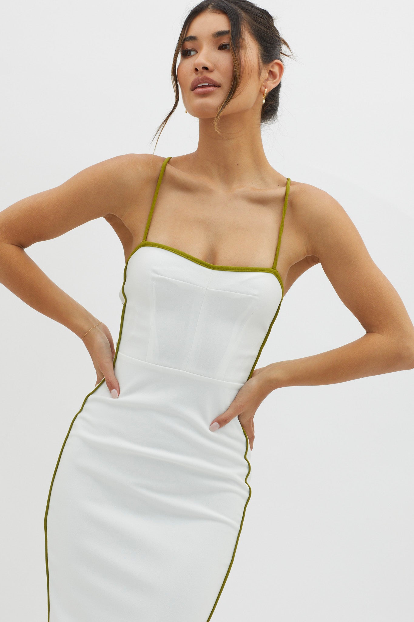 Future Awaits Lace-Up Back Midi Dress White by Selfie Leslie