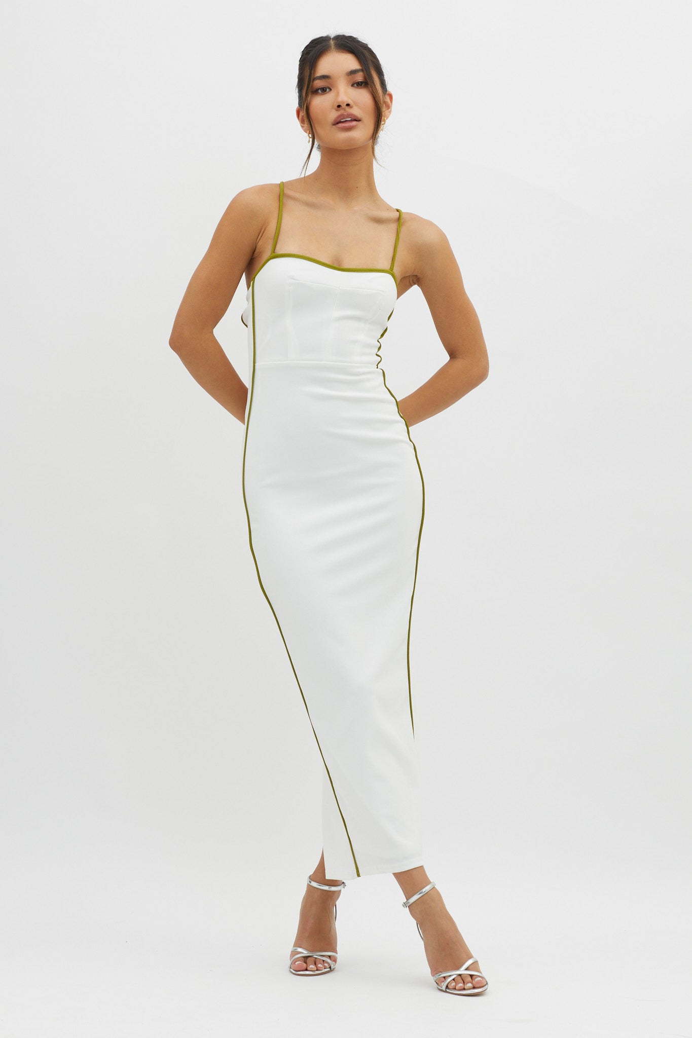 Future Awaits Lace-Up Back Midi Dress White by Selfie Leslie
