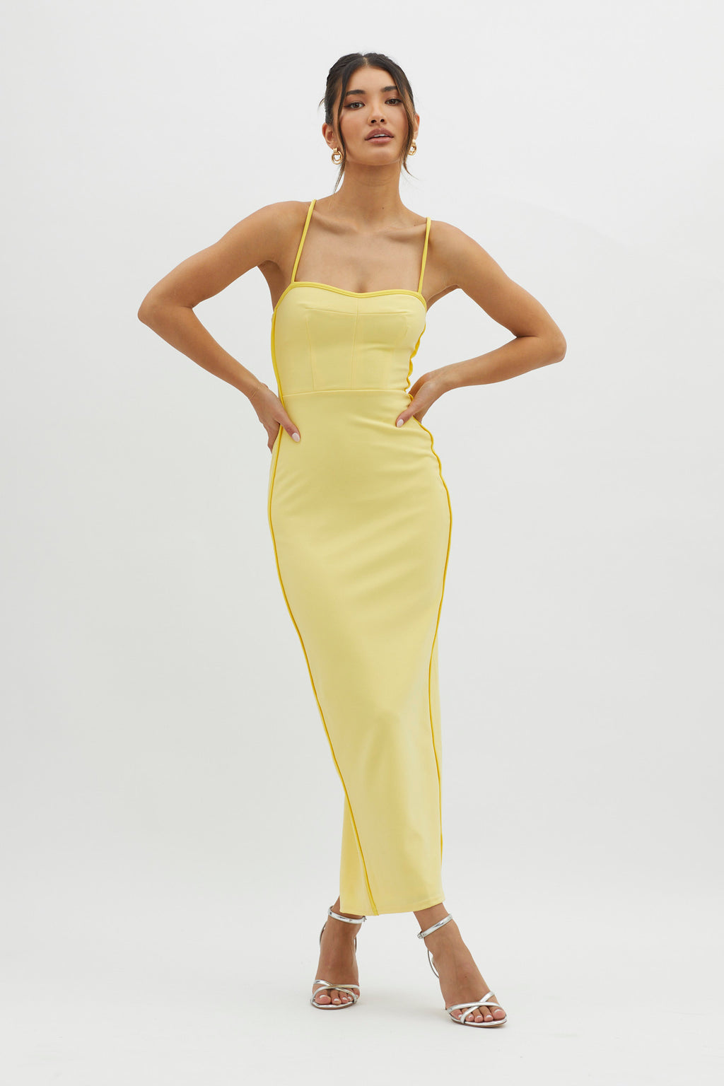 Future Awaits Lace-Up Back Maxi Dress Yellow by Selfie Leslie