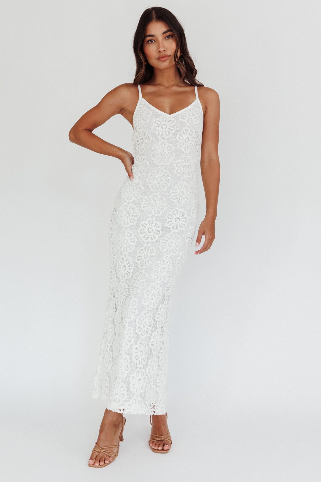 Spark Joy Floral Crochet Overlay White by Selfie Leslie