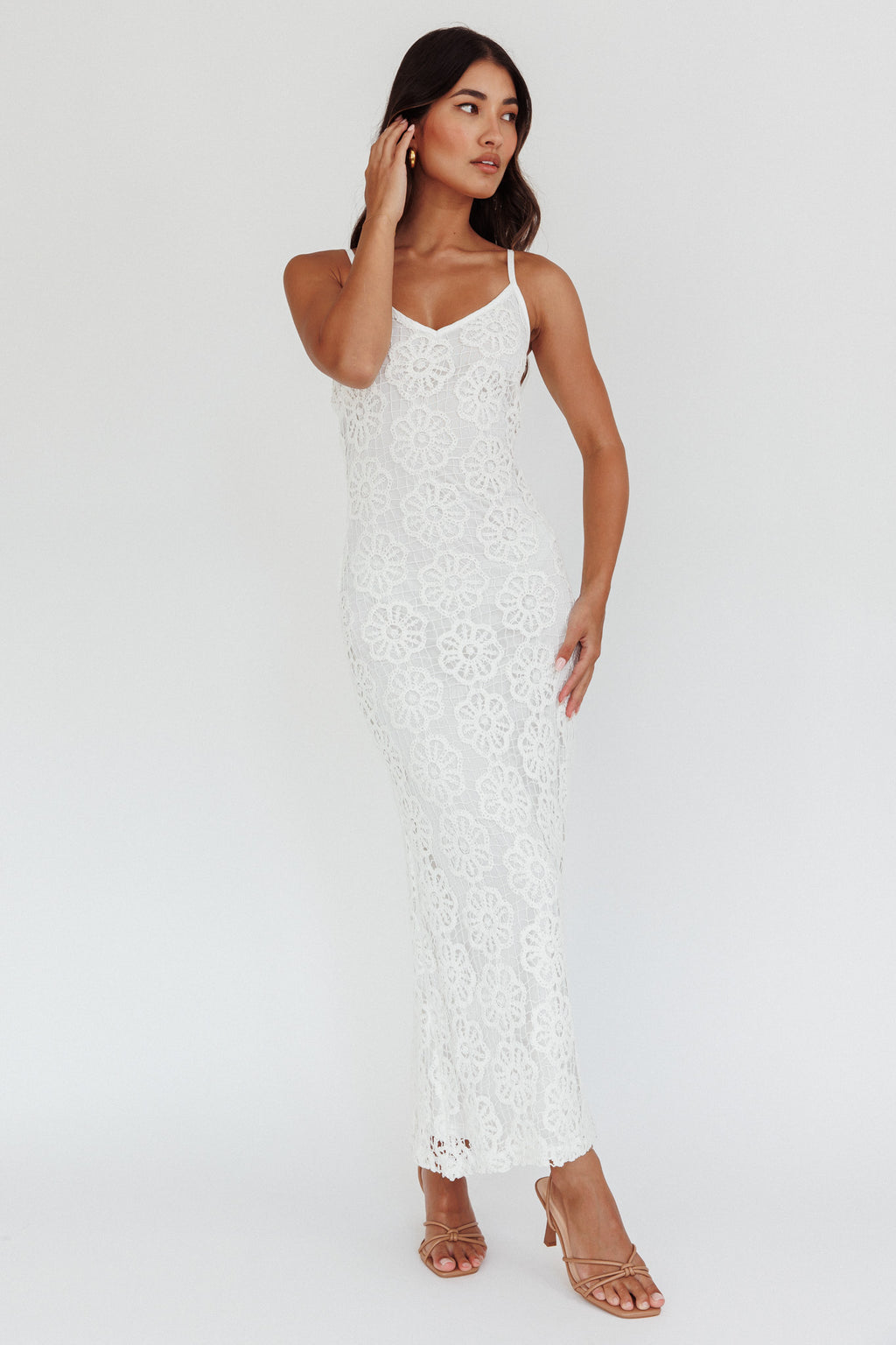 Spark Joy Floral Crochet Overlay White by Selfie Leslie