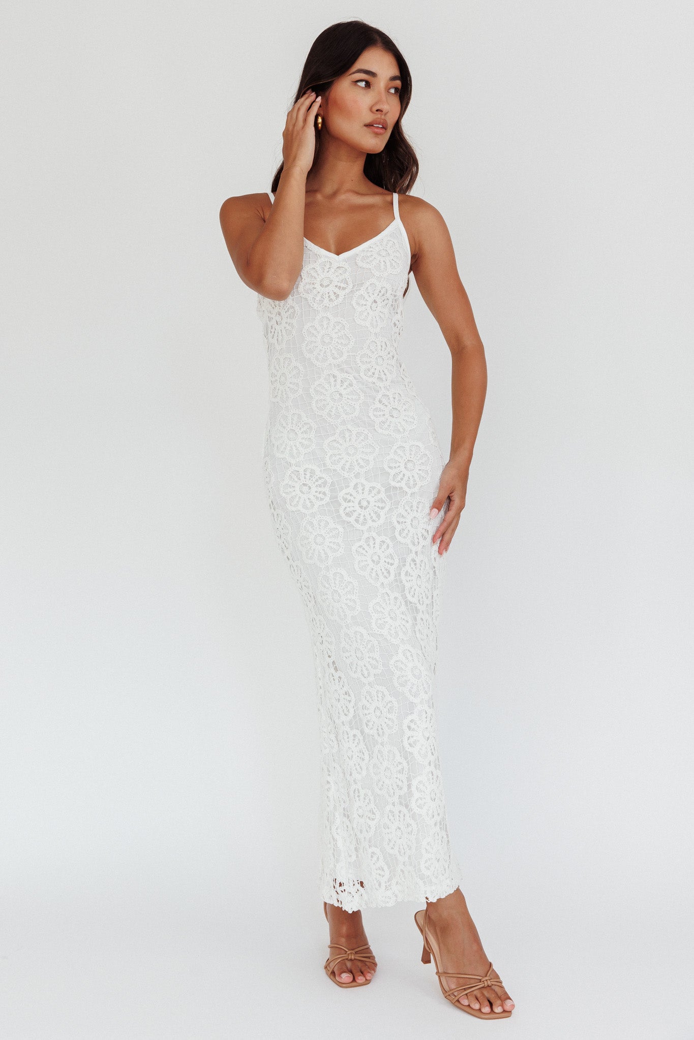 Spark Joy Floral Crochet Overlay White by Selfie Leslie