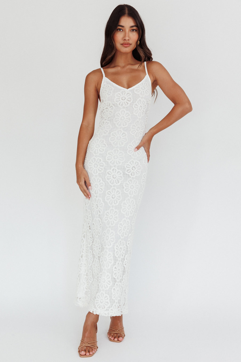 Spark Joy Floral Crochet Overlay White by Selfie Leslie