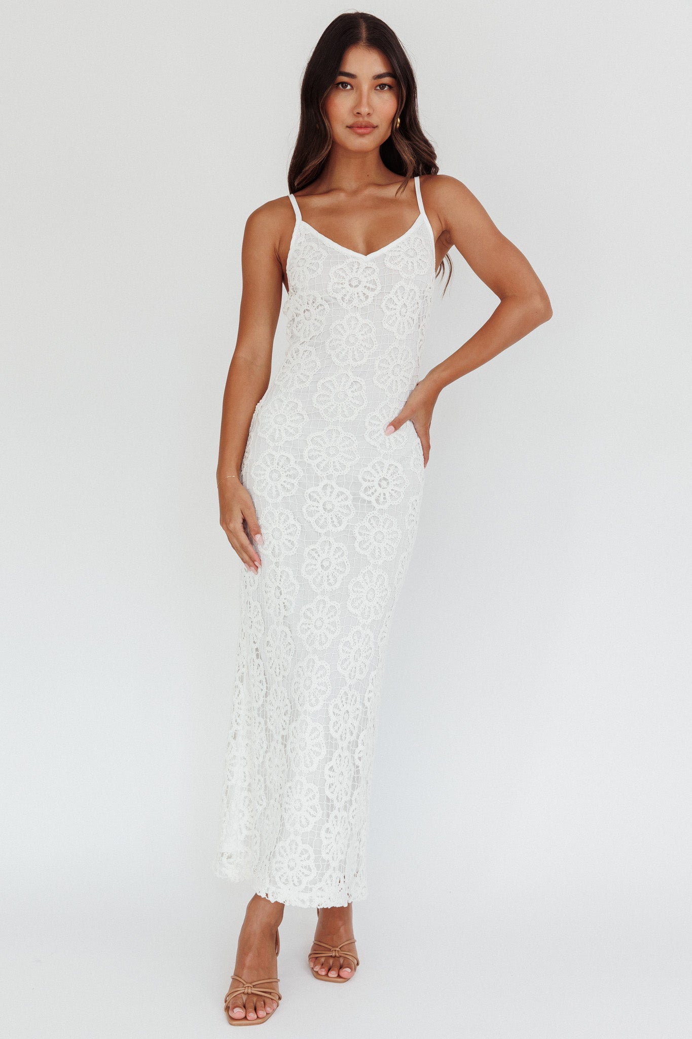 Spark Joy Floral Crochet Overlay White by Selfie Leslie