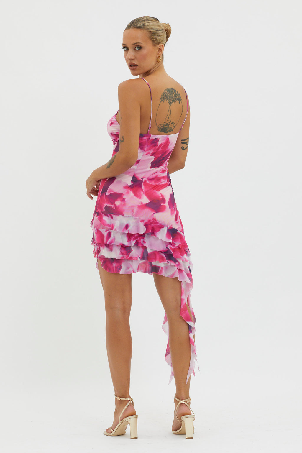 Envious Ruffle Trim Mini Dress Pink by Selfie Leslie