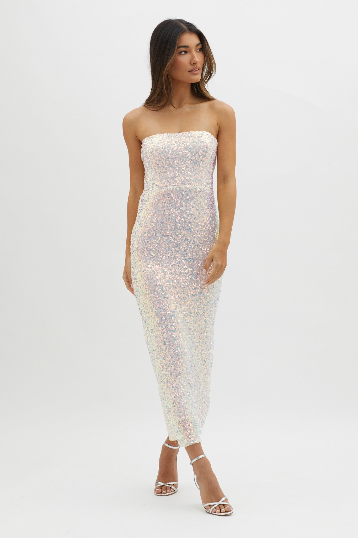 C'est Moi Sequin Laced Back Dress Pink by Selfie Leslie