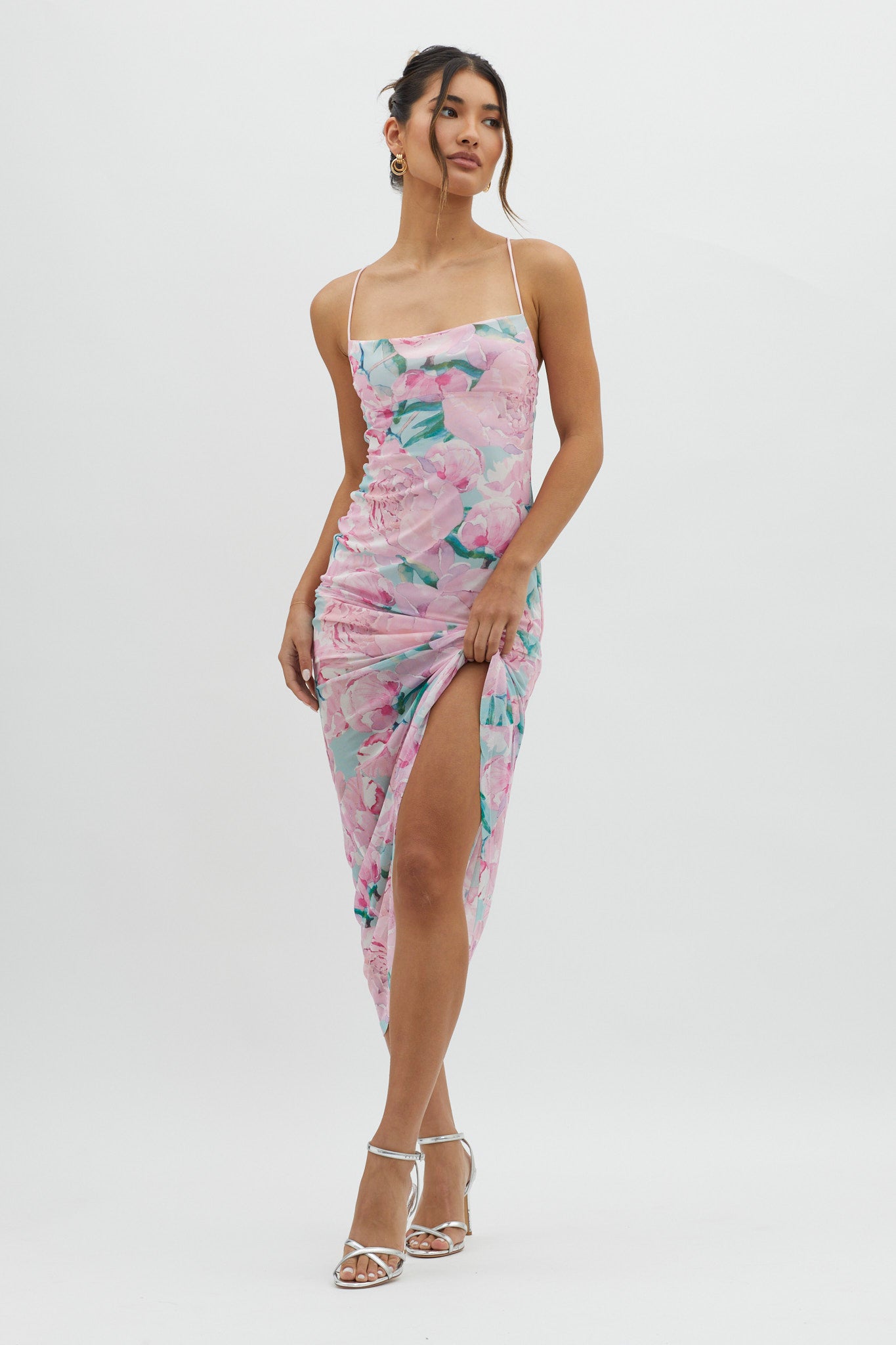 Letting Go Tie-Up Back Maxi Floral Pink by Selfie Leslie
