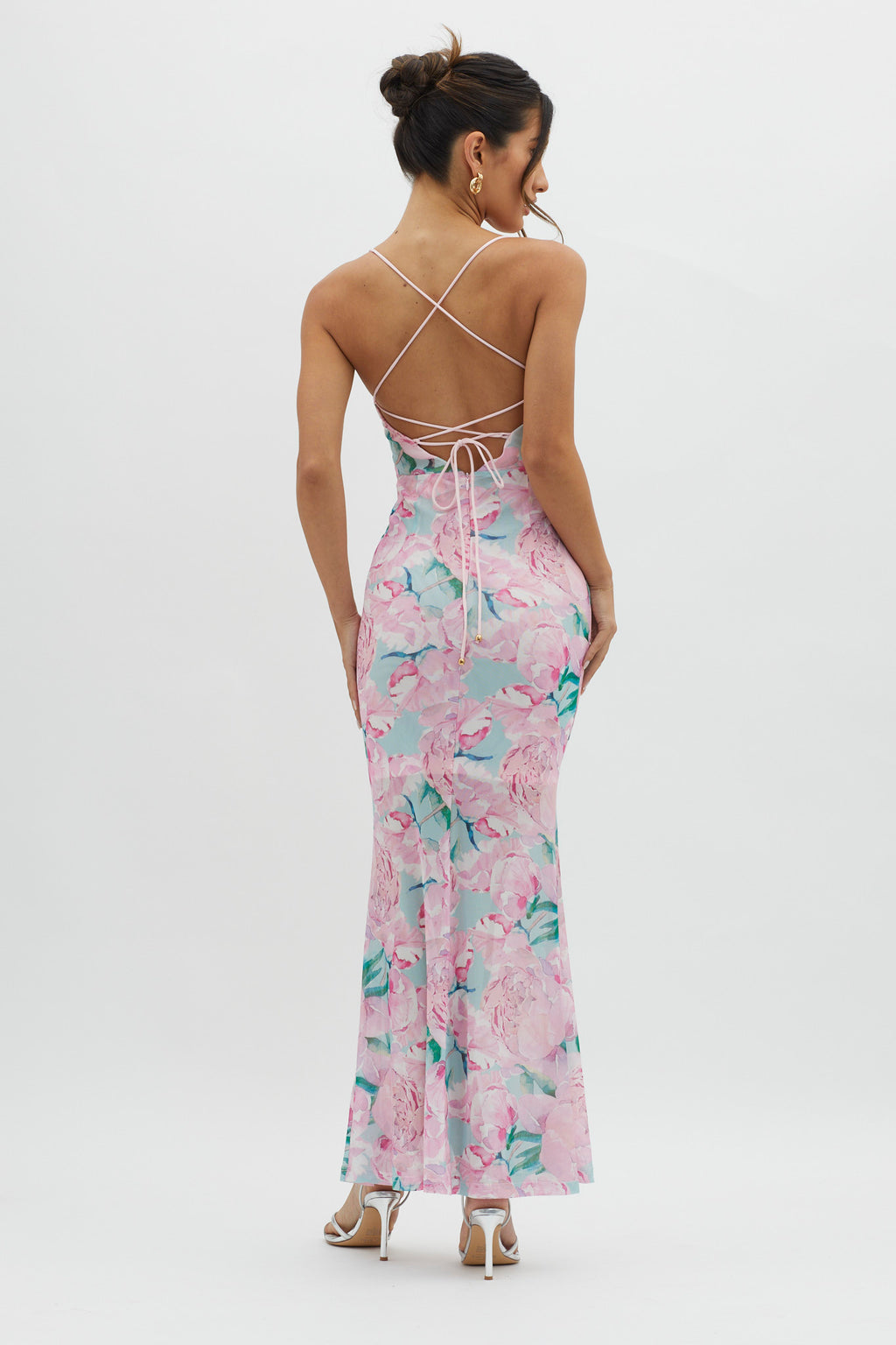 Letting Go Tie-Up Back Maxi Floral Pink by Selfie Leslie