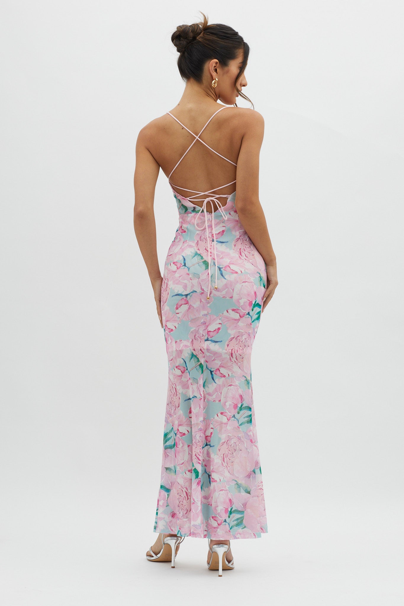 Letting Go Tie-Up Back Maxi Floral Pink by Selfie Leslie