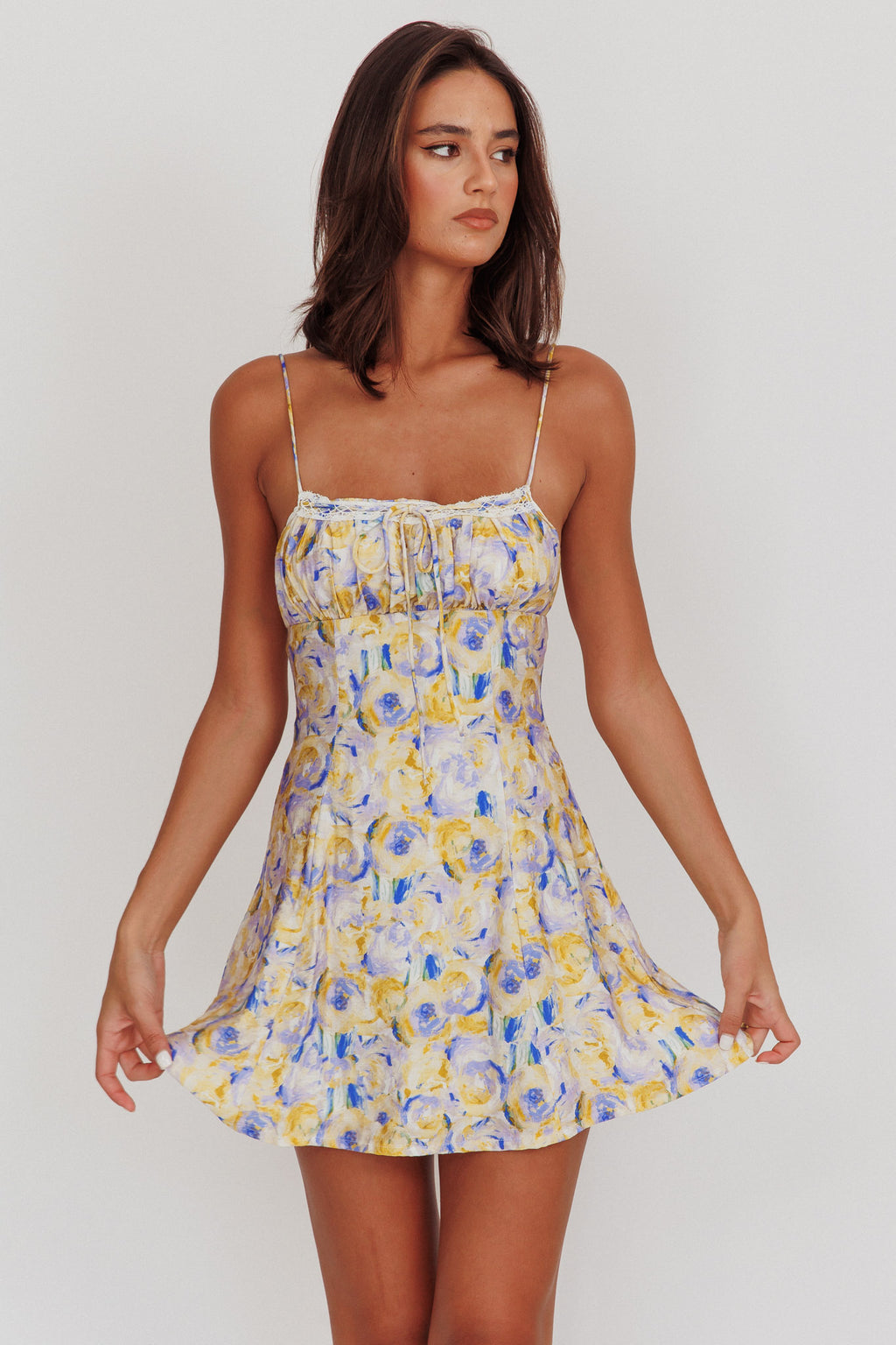Lead The Way Abstract Print Mini Dress Yellow by Selfie Leslie