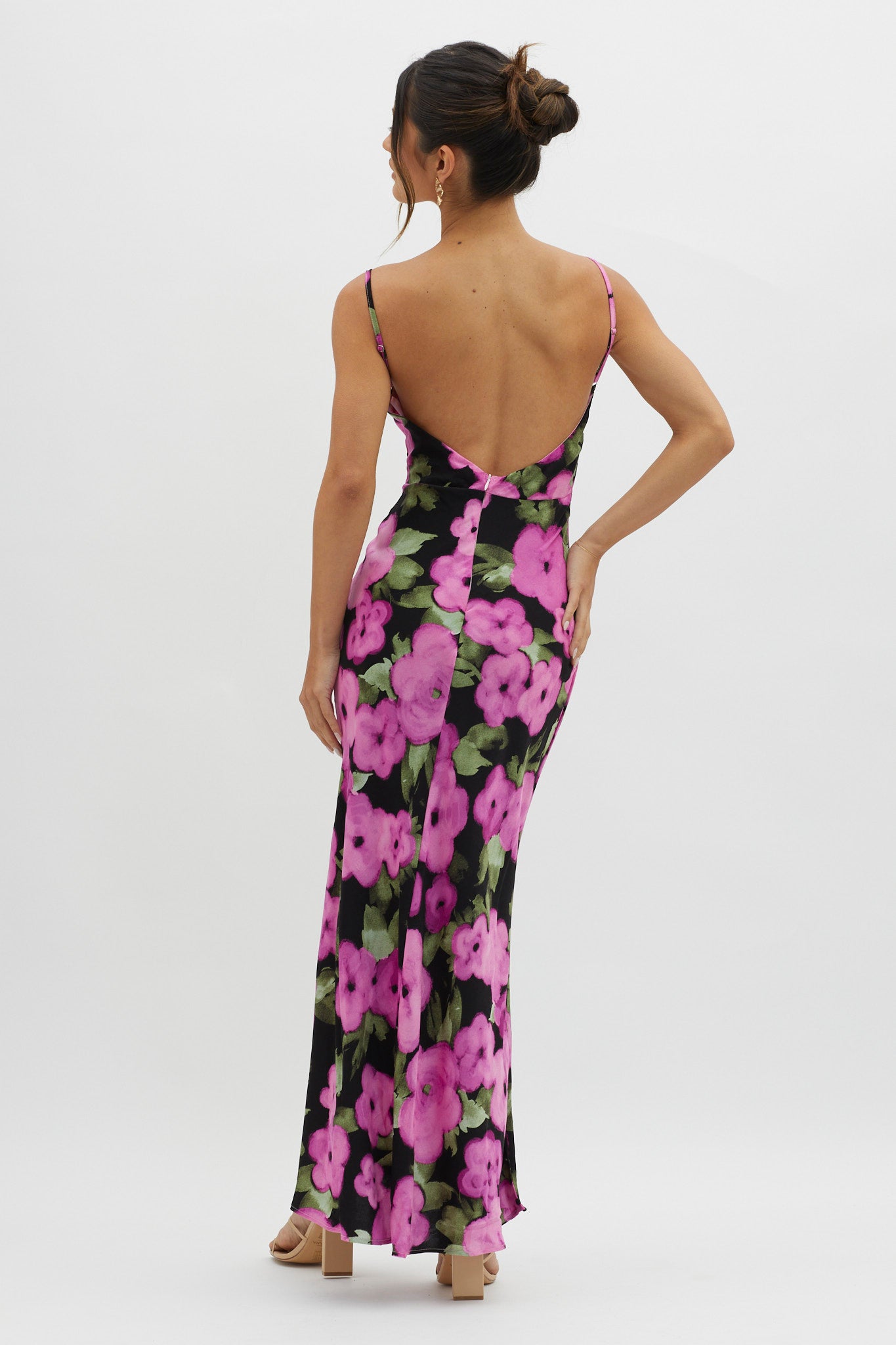 Kasha Low Back Maxi Dress Floral Pink by Selfie Leslie