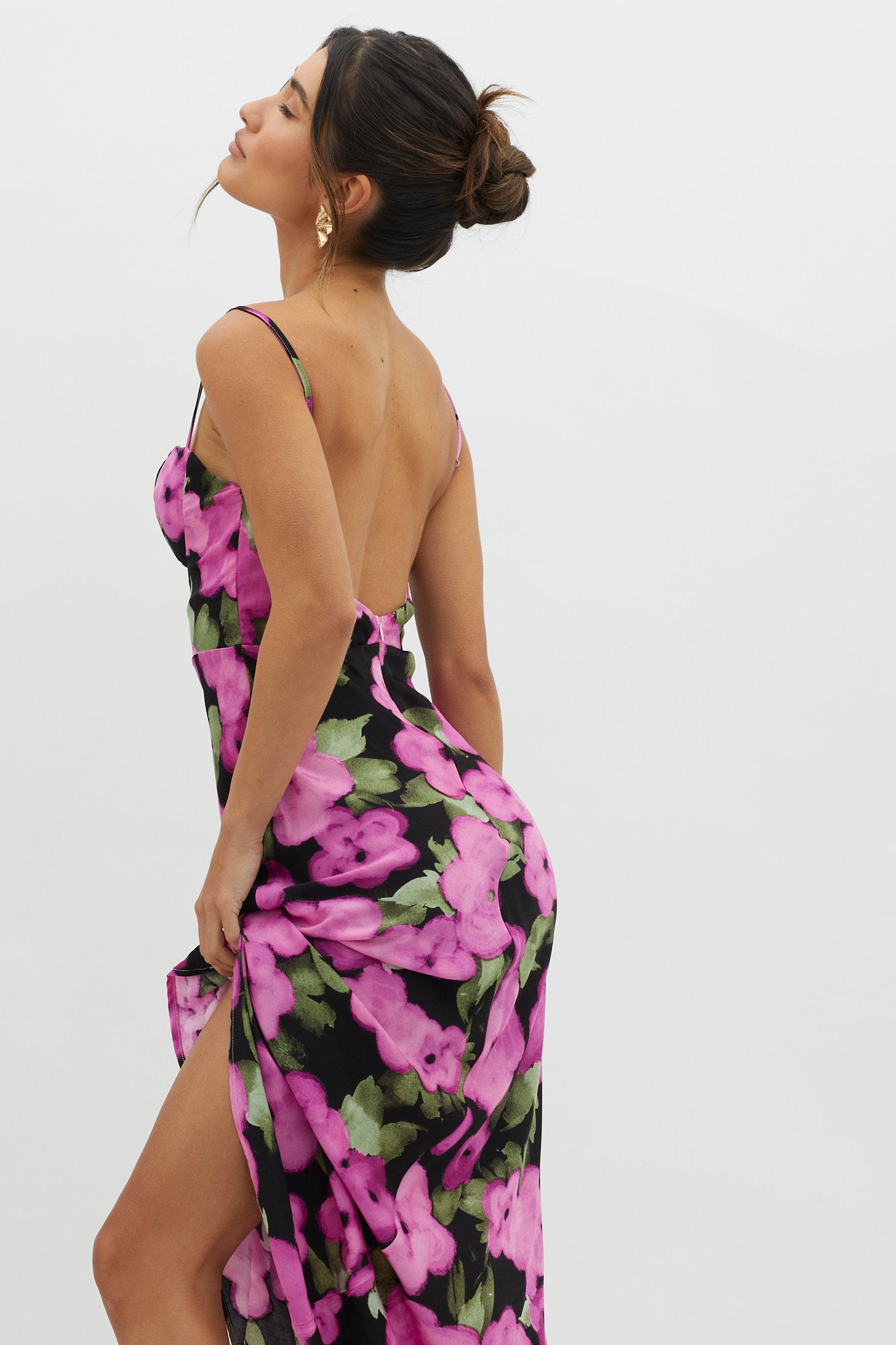 Kasha Low Back Maxi Dress Floral Pink by Selfie Leslie