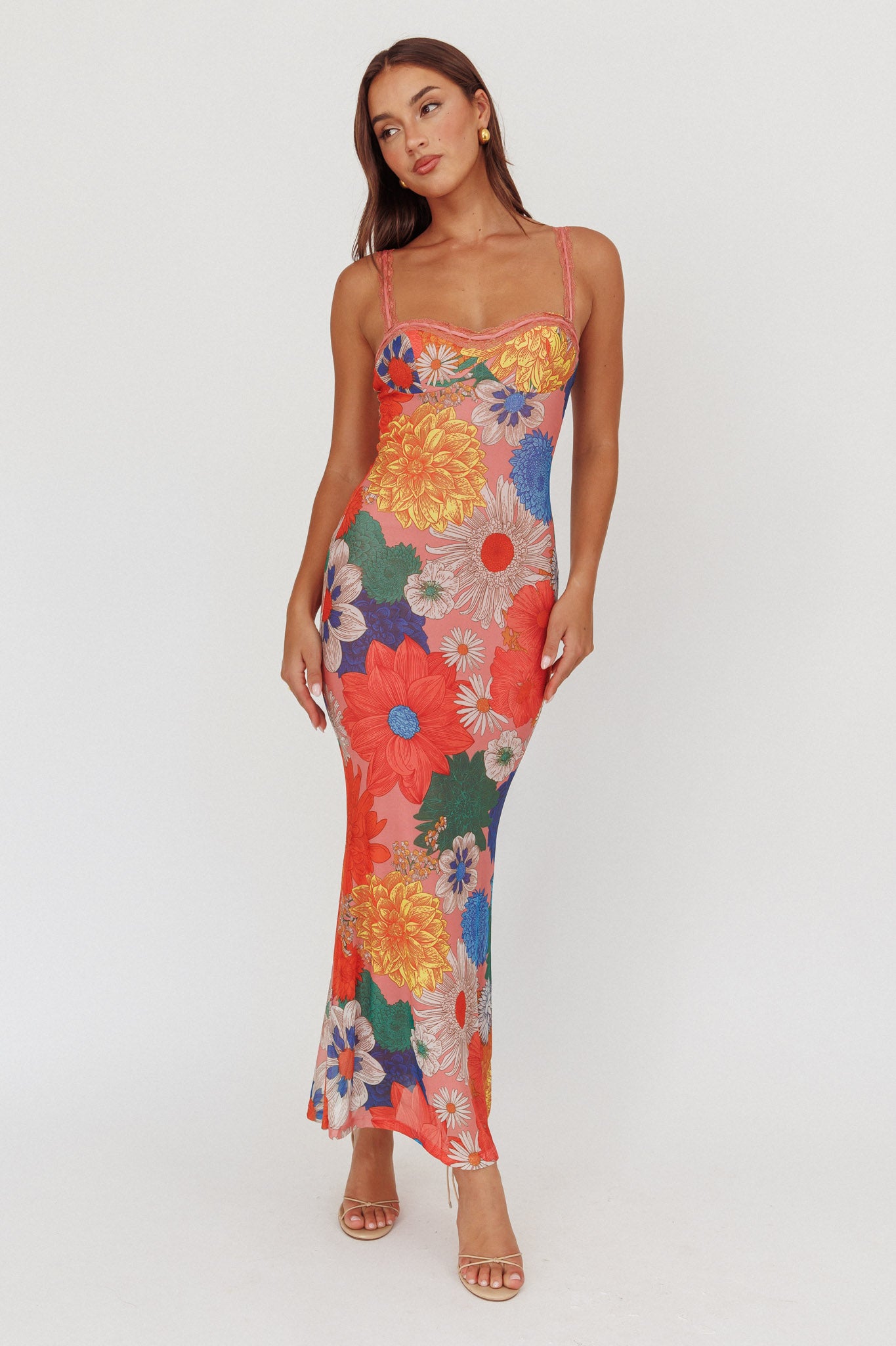 Girl Power Lace Strap Maxi Dress Orange by Selfie Leslie