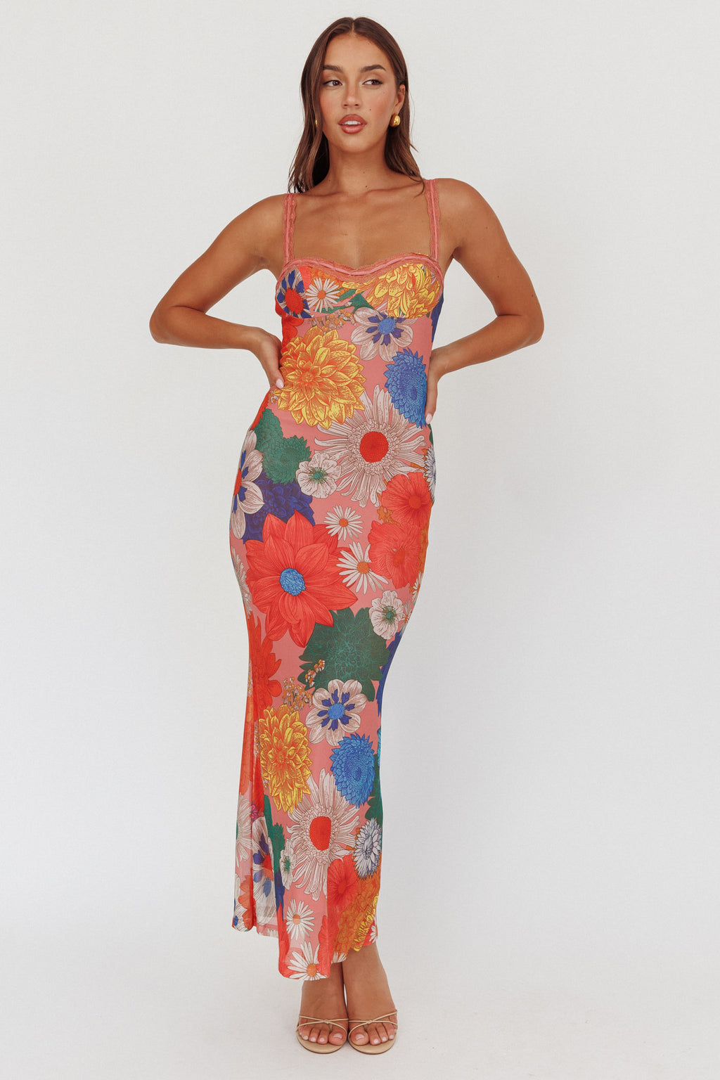 Girl Power Lace Strap Maxi Dress Orange by Selfie Leslie