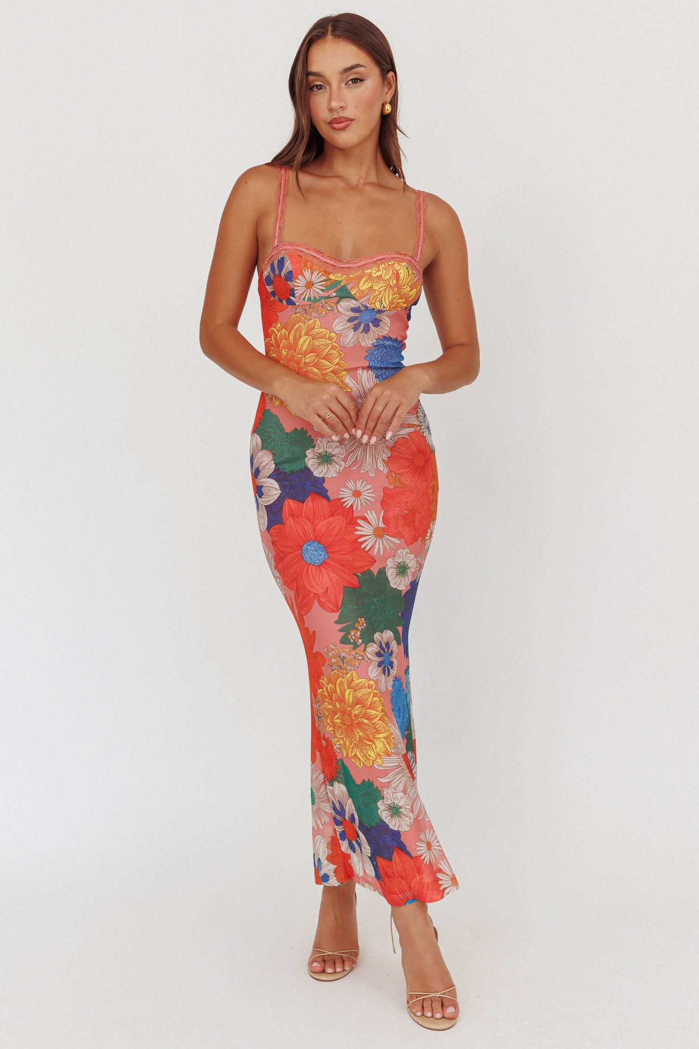 Girl Power Lace Strap Maxi Dress Orange by Selfie Leslie