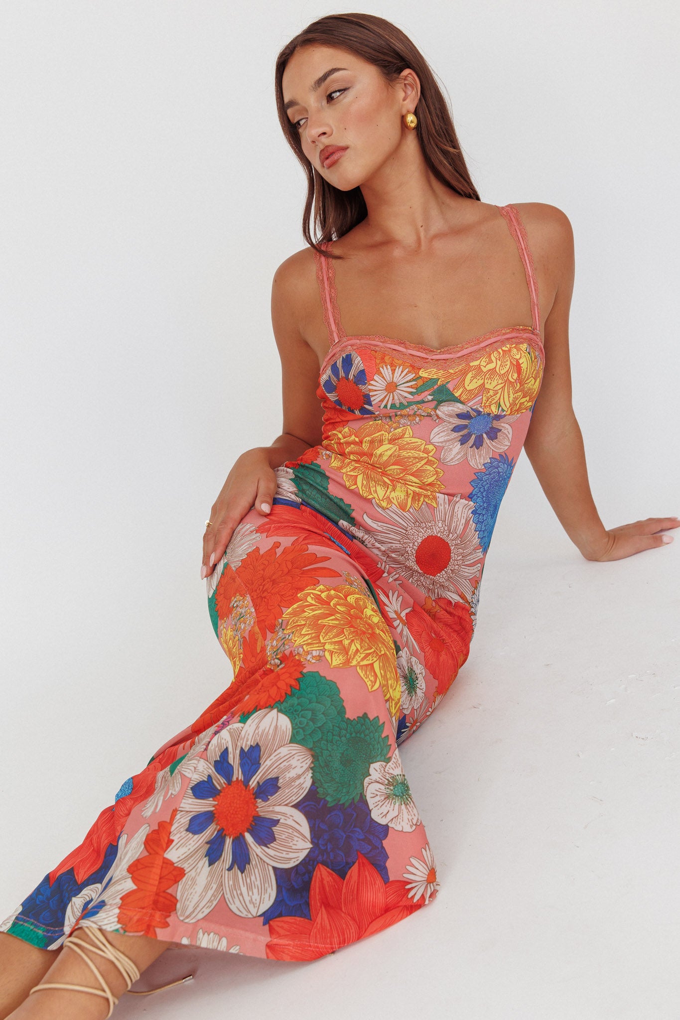 Girl Power Lace Strap Maxi Dress Orange - XXL Girl Power Lace Strap Maxi Dress Orange - XXL