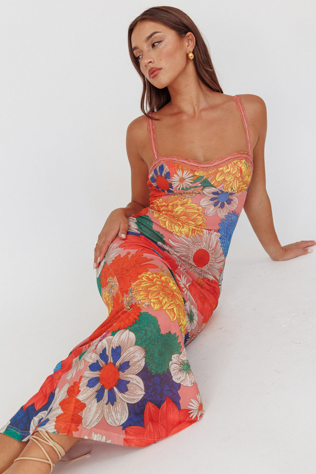 Girl Power Lace Strap Maxi Dress Orange by Selfie Leslie