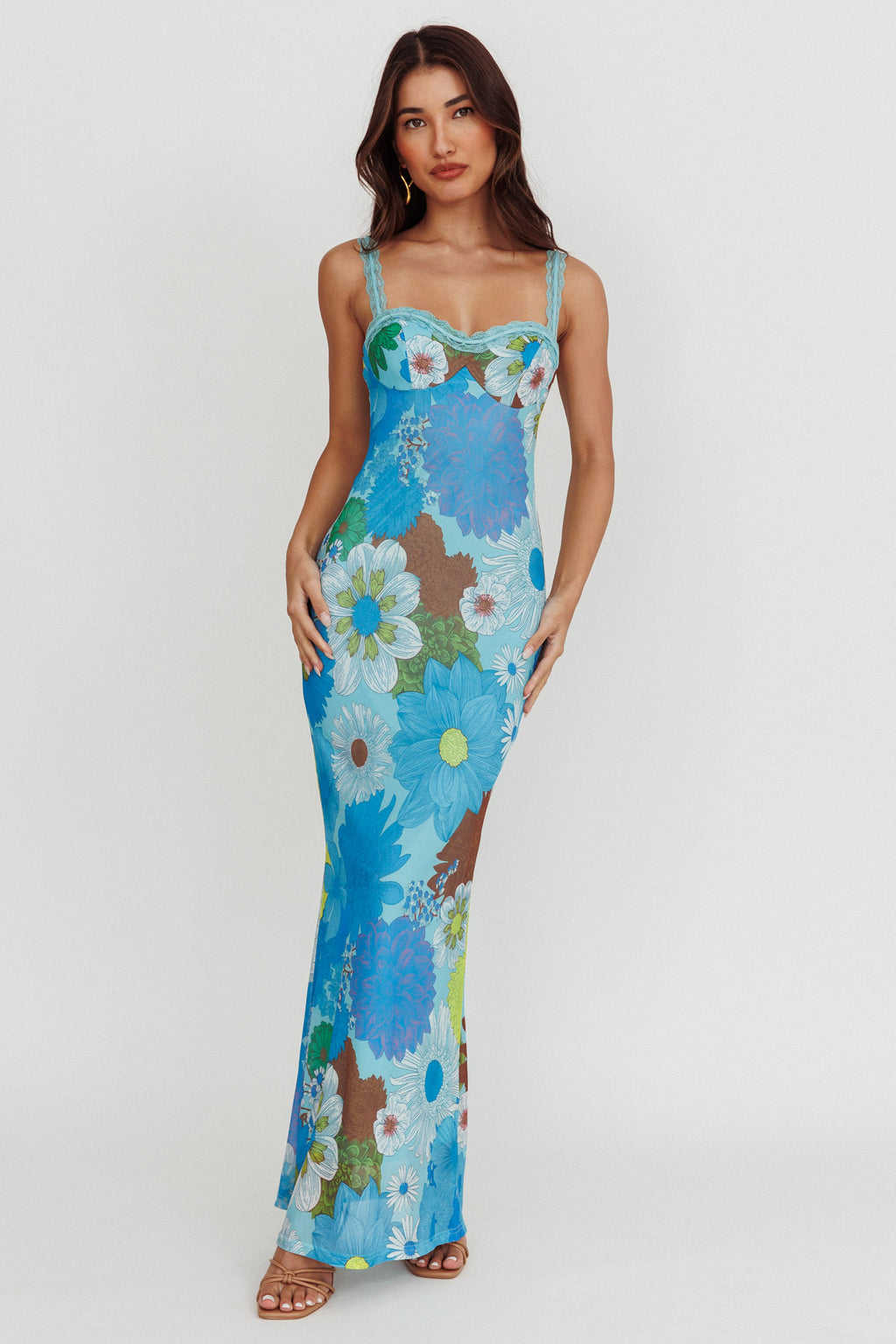 Girl Power Lace Strap Maxi Dress Blue by Selfie Leslie