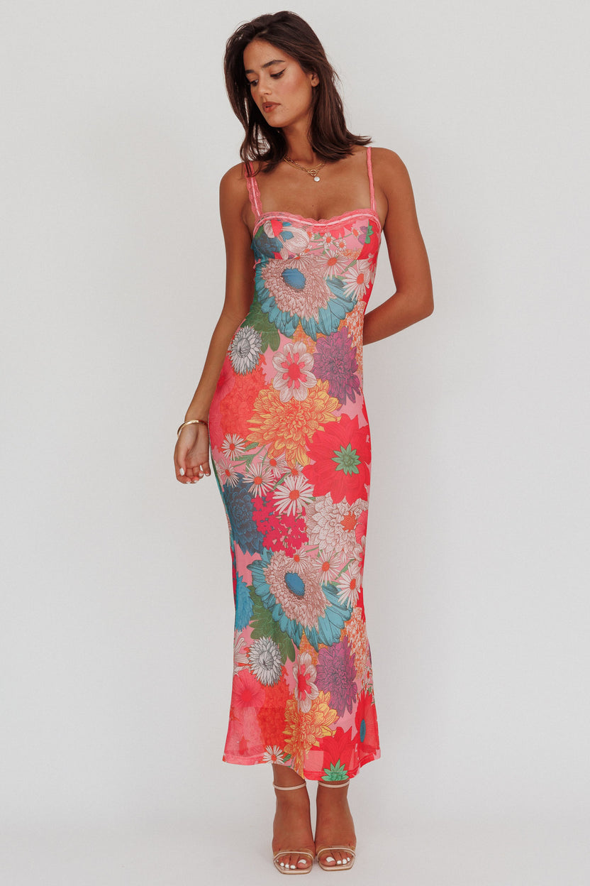 Girl Power Lace Strap Maxi Dress Orange