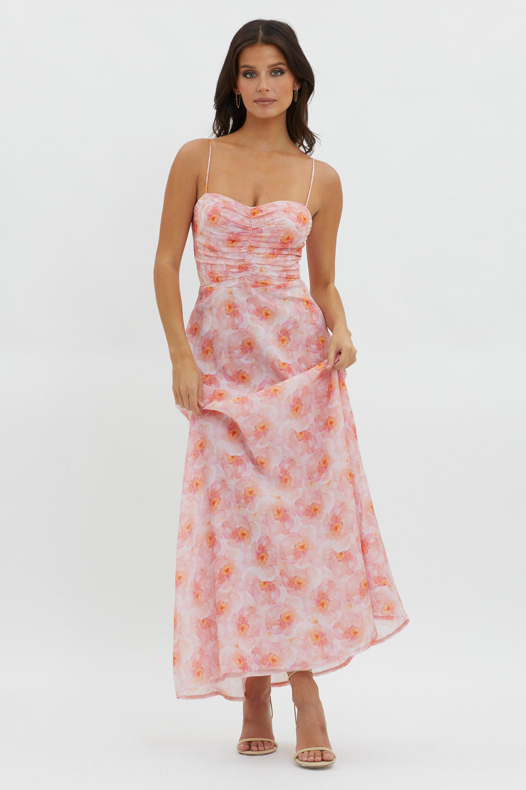 Our Song Ruched Bodice Maxi Dress Orange by Selfie Leslie