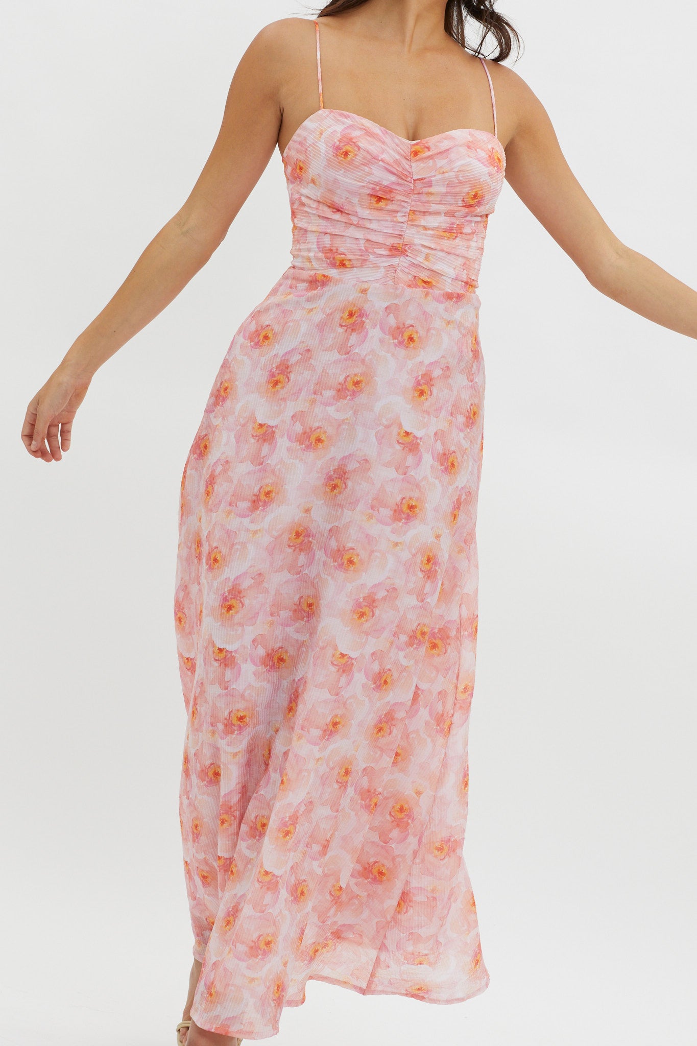 Our Song Ruched Bodice Maxi Dress Orange by Selfie Leslie