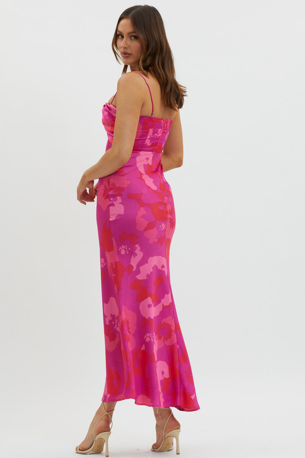 In A Daze Gathered Bust Midi Dress Pink by Selfie Leslie