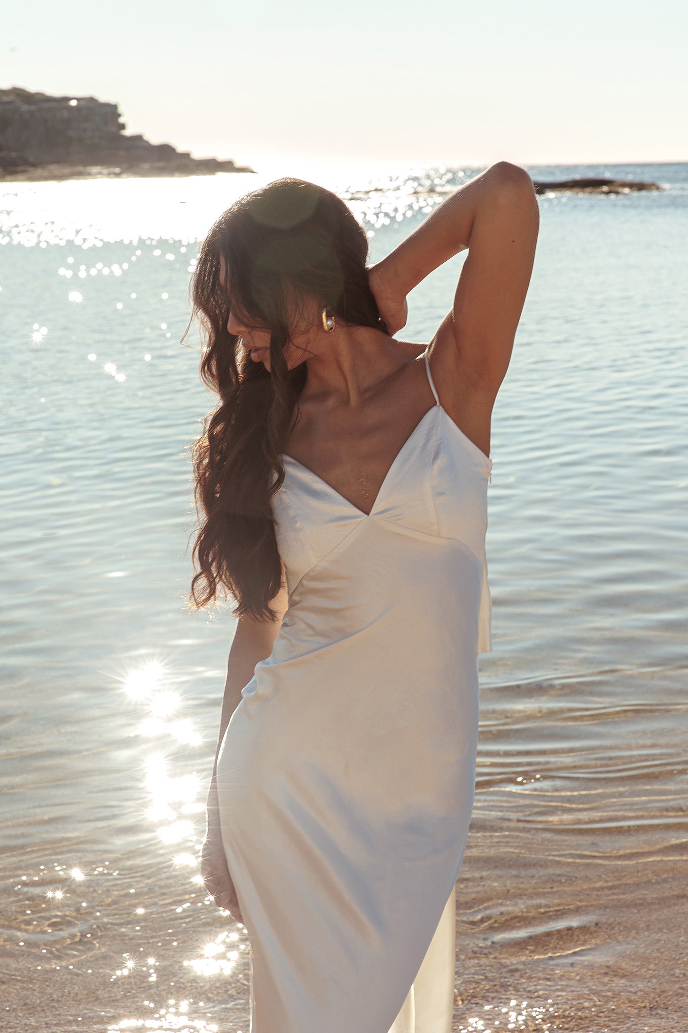 Ciao, Bella Tied Back Satin Maxi Dress Off White Selfie Leslie Ciao, Bella Tied Back Satin Maxi Dress Off White Selfie Leslie