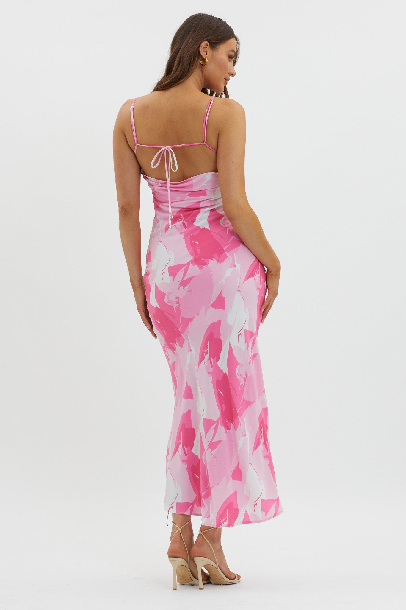 Ciao, Bella Tie Back Print Dress Pink by Selfie Leslie