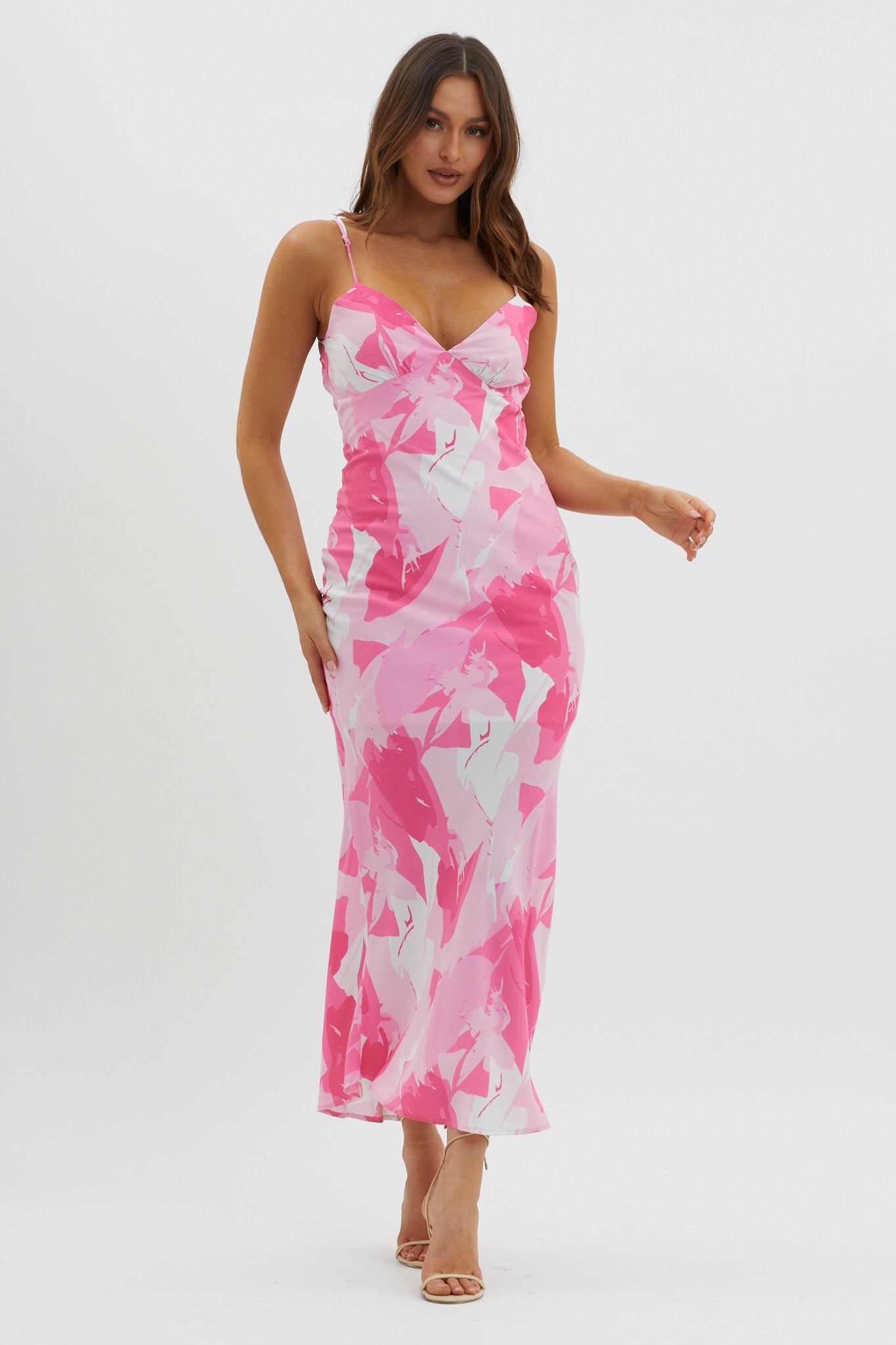 Ciao, Bella Tie Back Print Dress Pink by Selfie Leslie