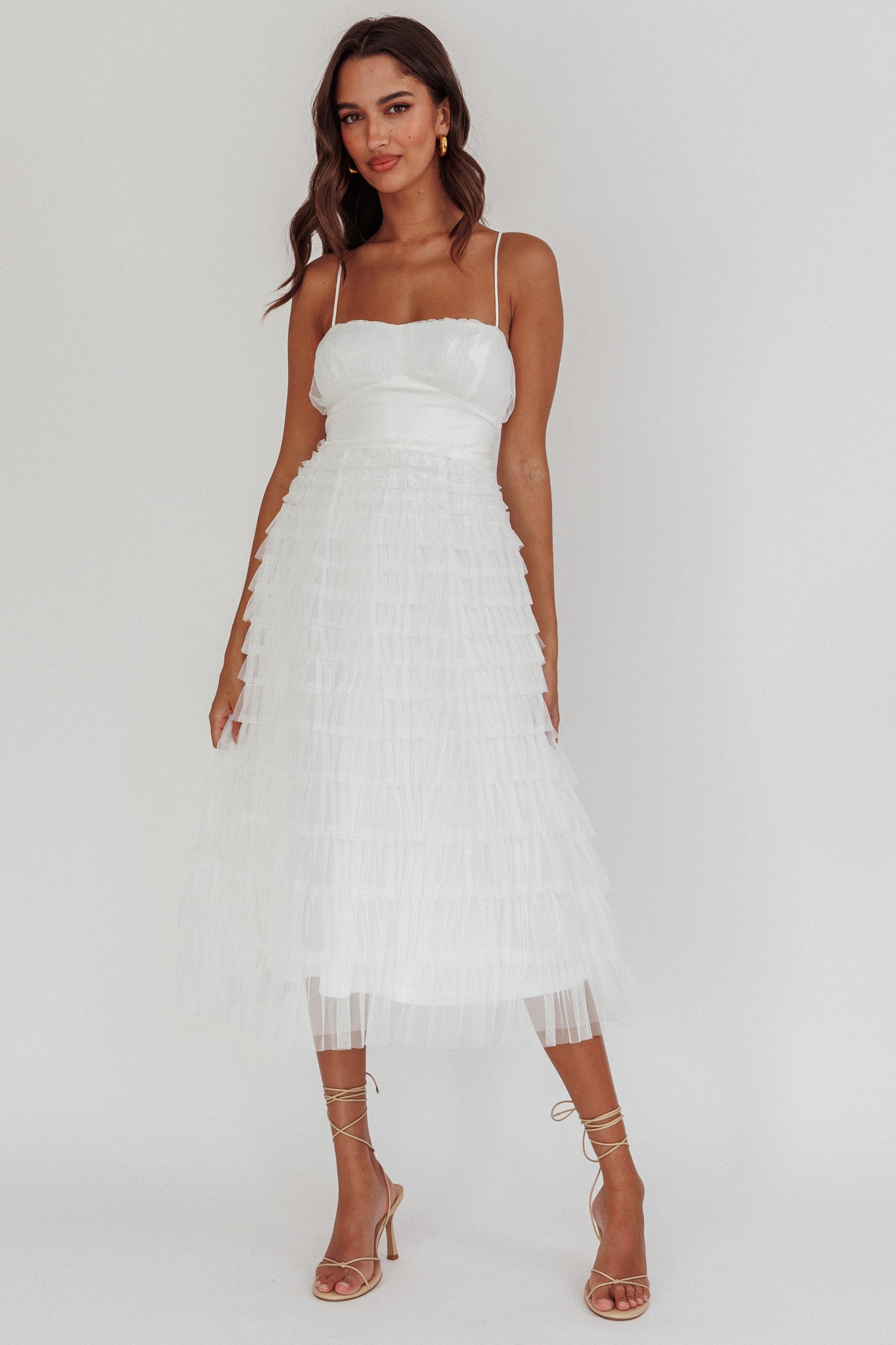 Garden Party Tiered Frill Midi Dress White - Xs Garden Party Tiered Frill Midi Dress White - Xs