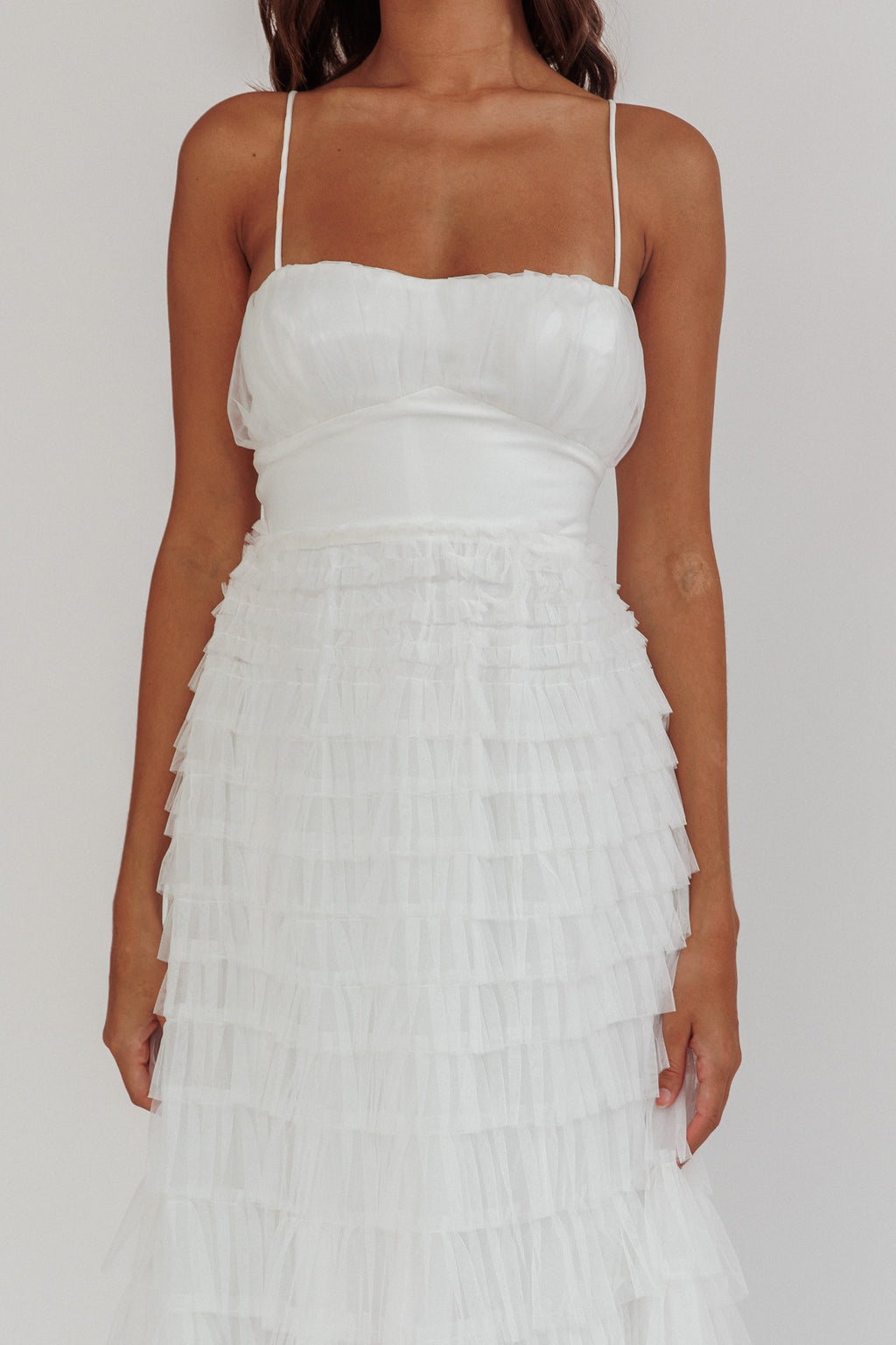 auguste tiered frill midi dress white Auguste Tiered Frill Midi Dress White