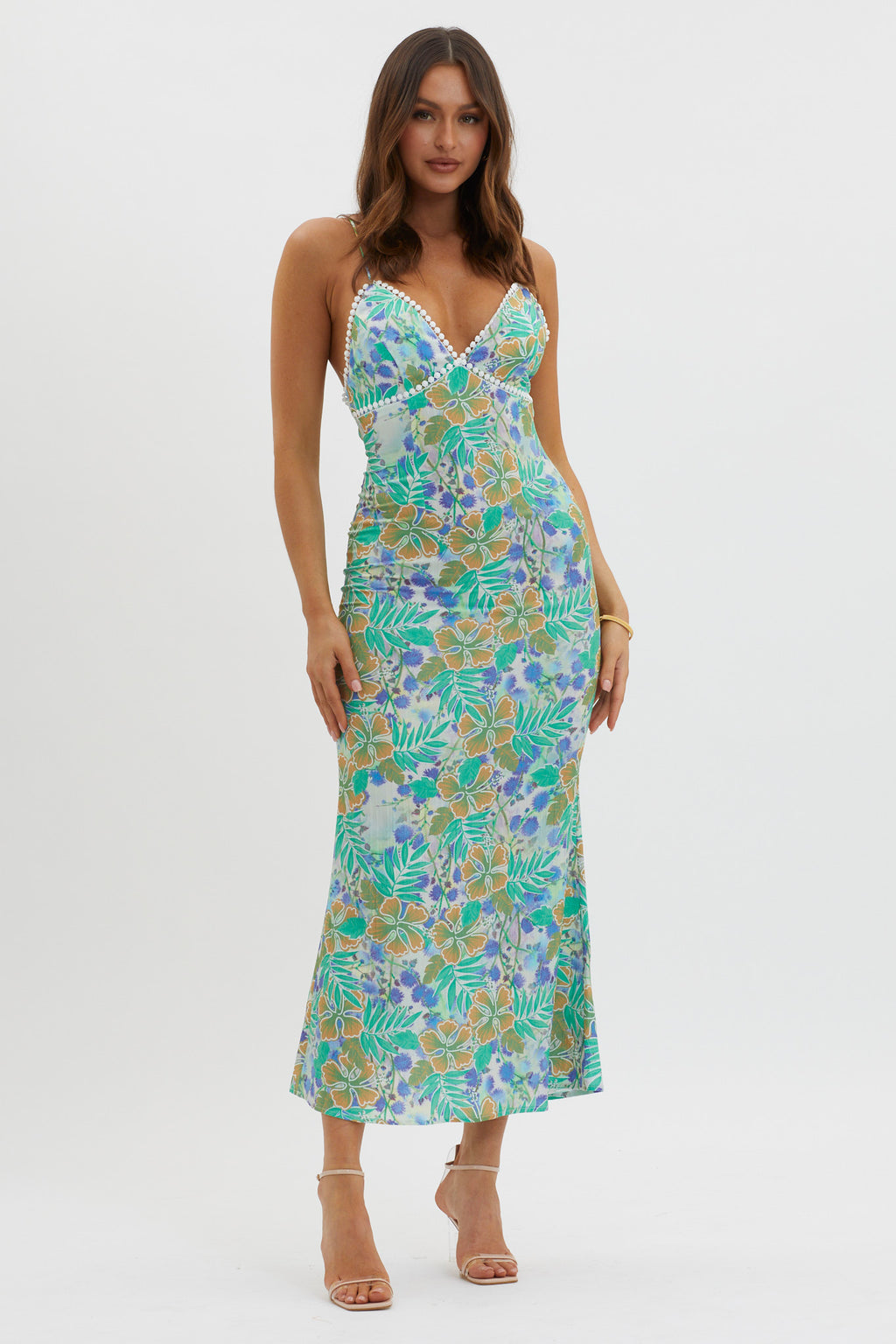 New Acquaintance Low Back Dress Floral Blue by Selfie Leslie