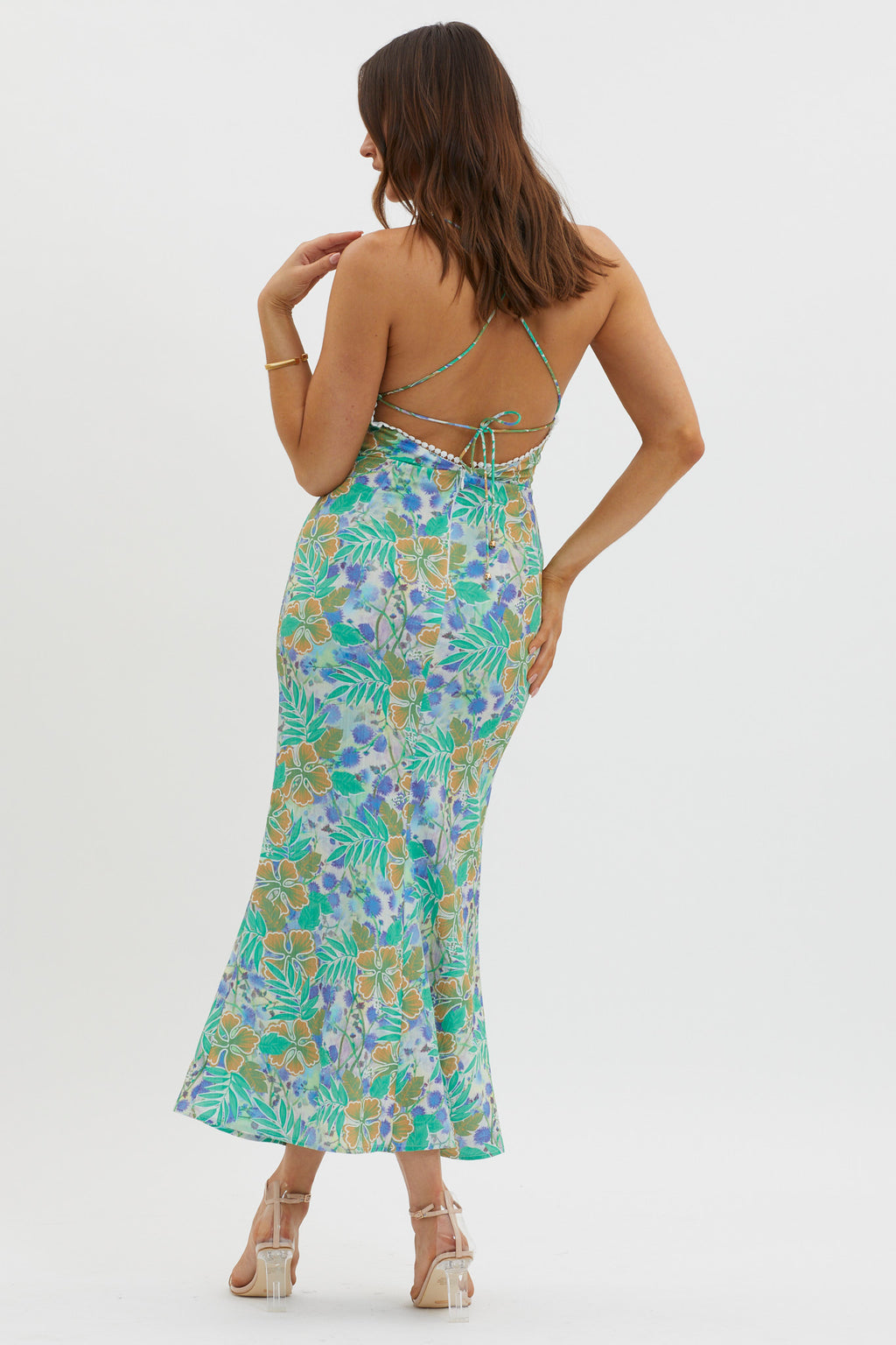 New Acquaintance Low Back Dress Floral Blue by Selfie Leslie