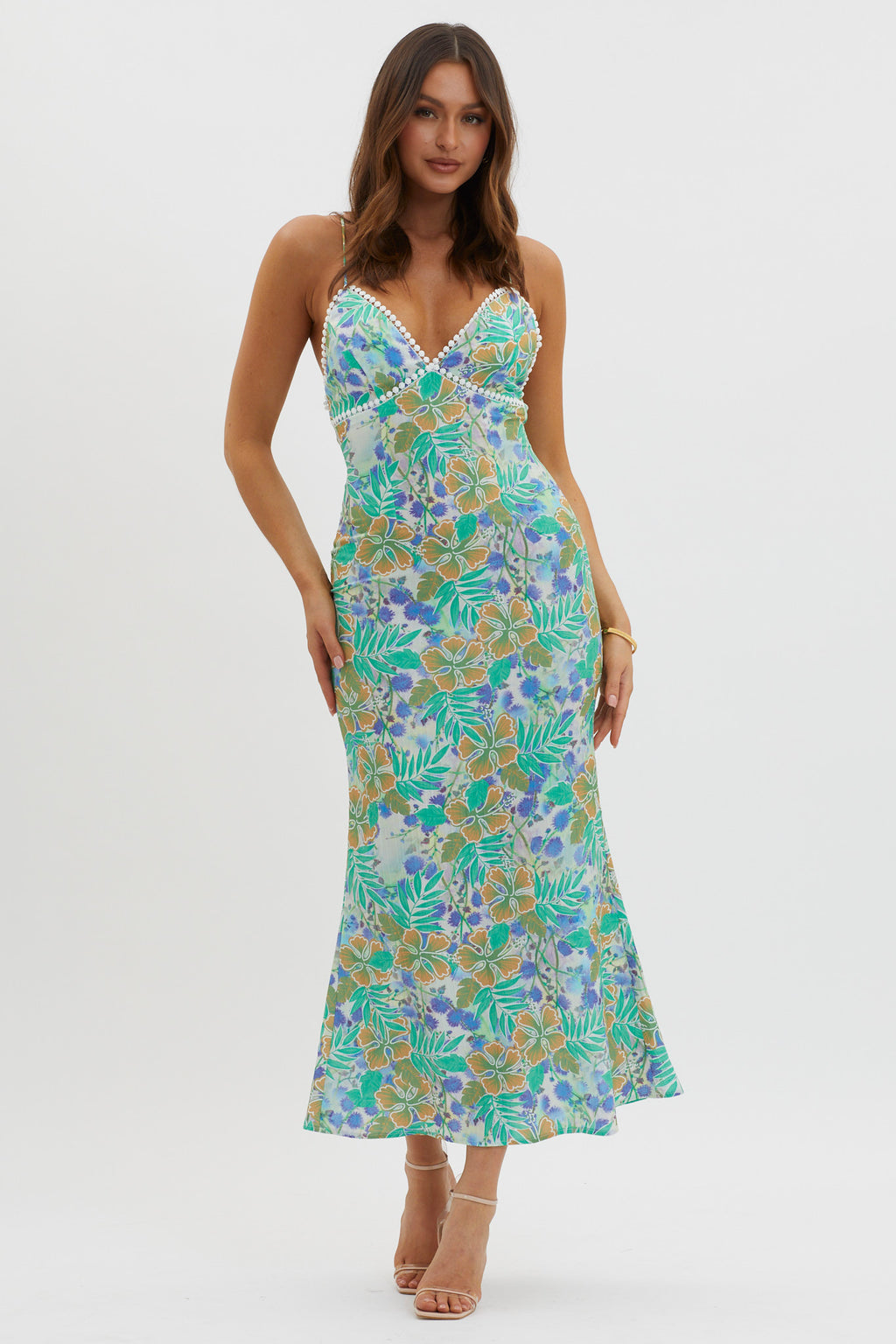 New Acquaintance Low Back Dress Floral Blue by Selfie Leslie
