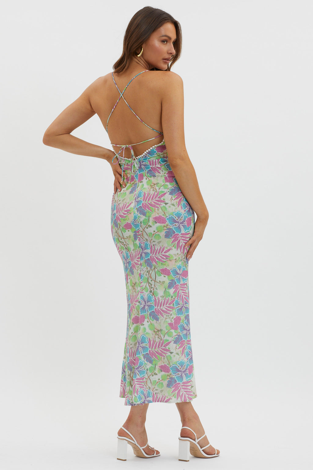 New Acquaintance Low Back Dress Floral Pink by Selfie Leslie