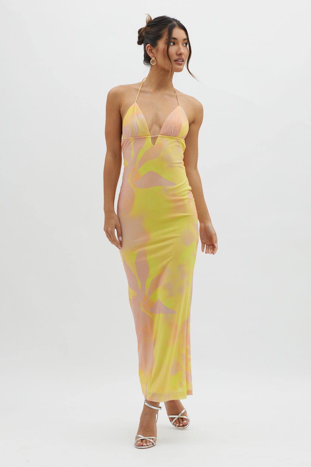 Santa Rosa Ruched Back Maxi Dress Yellow by Selfie Leslie