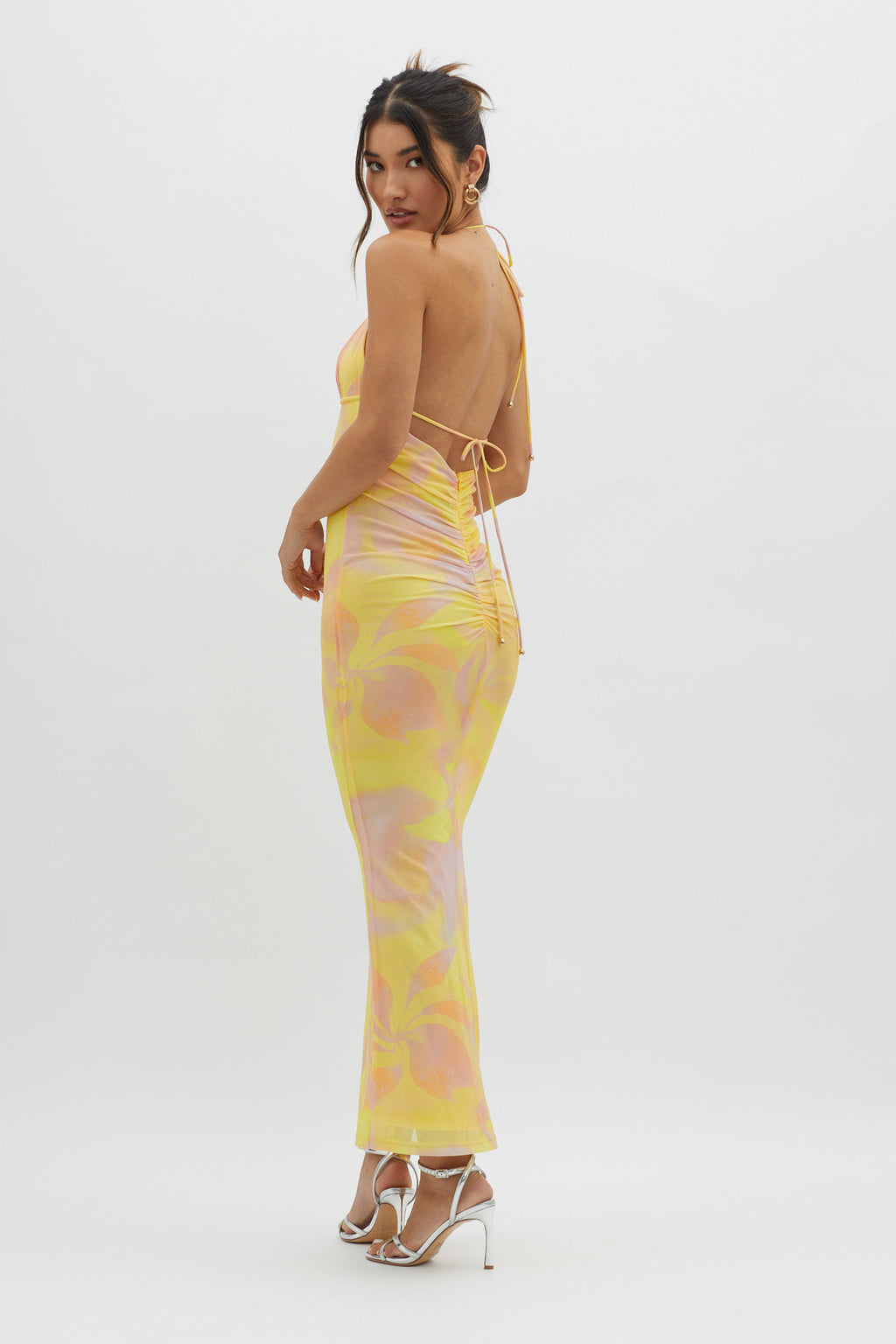 Santa Rosa Ruched Back Maxi Dress Yellow by Selfie Leslie