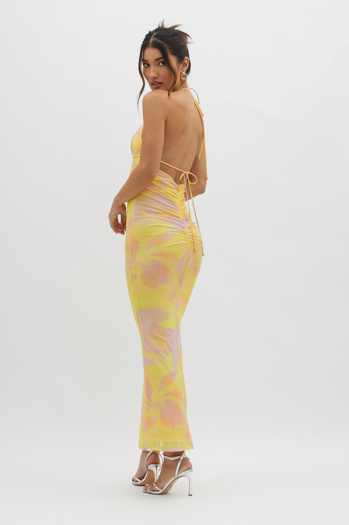 Santa Rosa Ruched Back Maxi Dress Yellow by Selfie Leslie