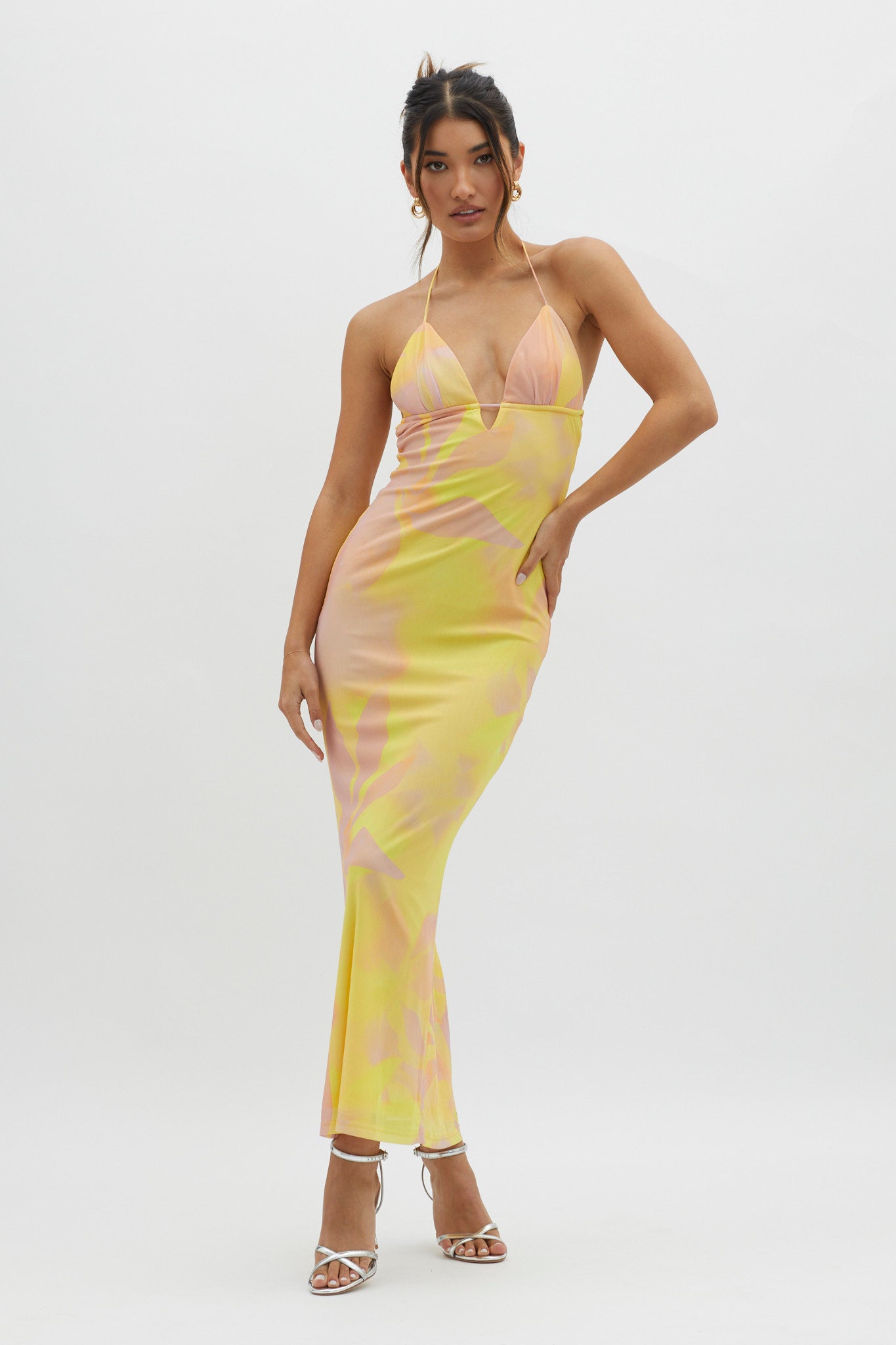 Santa Rosa Ruched Back Maxi Dress Yellow by Selfie Leslie