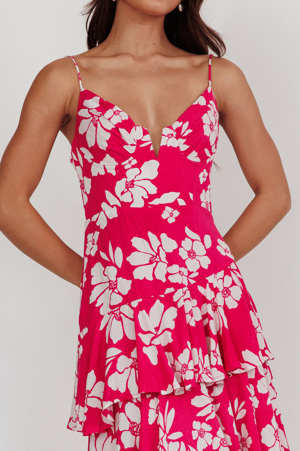 Carlo Tiered Ruffle Maxi Dress Pink by Selfie Leslie
