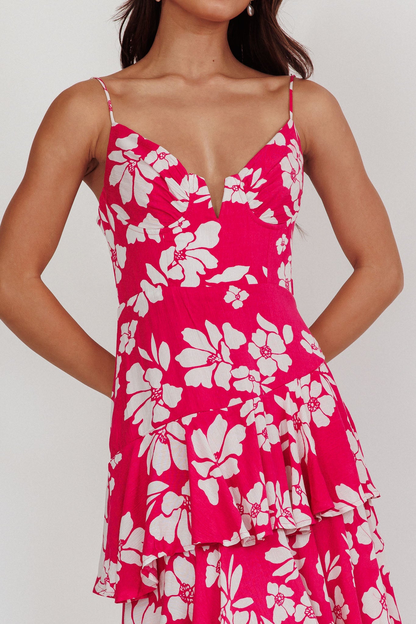 Carlo Tiered Ruffle Maxi Dress Pink by Selfie Leslie