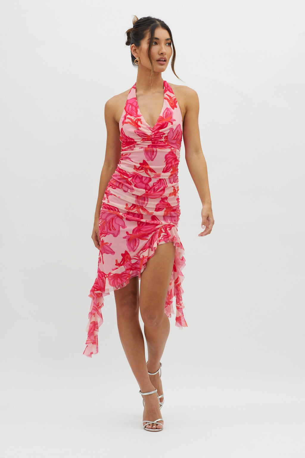 Get It Started Halterneck Ruffle Mini Dress Red by Selfie Leslie