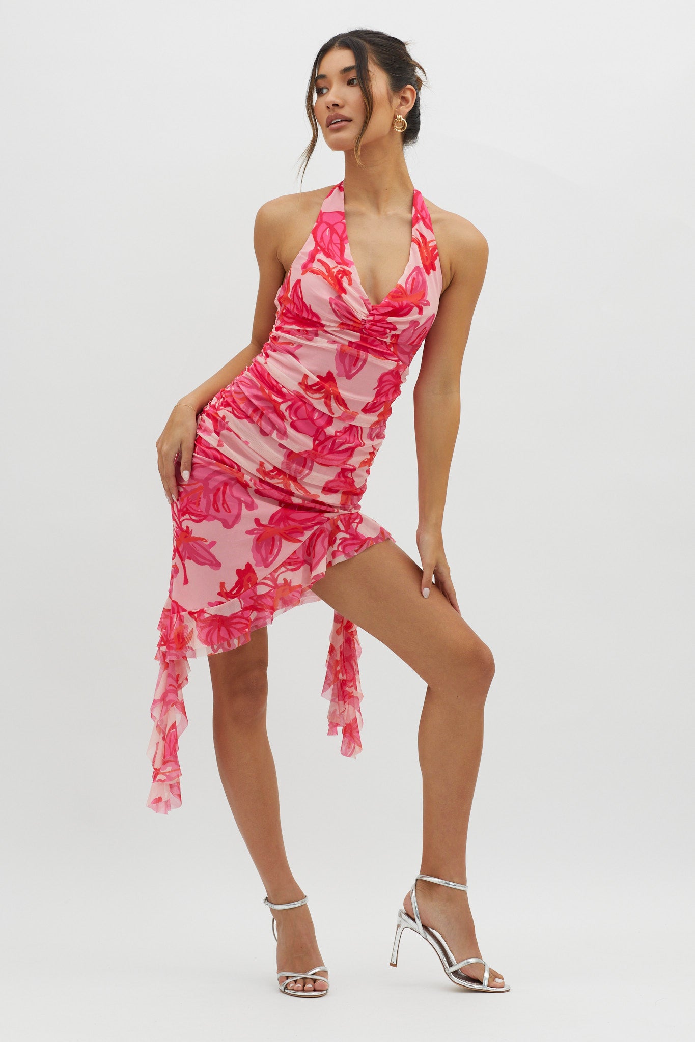 Get It Started Halterneck Ruffle Mini Dress Red by Selfie Leslie
