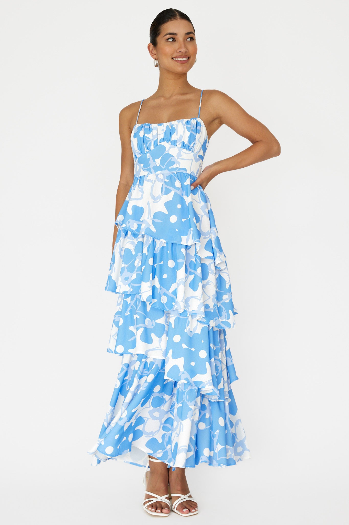 Hopeful Tiered Layered Maxi Dress Blue by Selfie Leslie