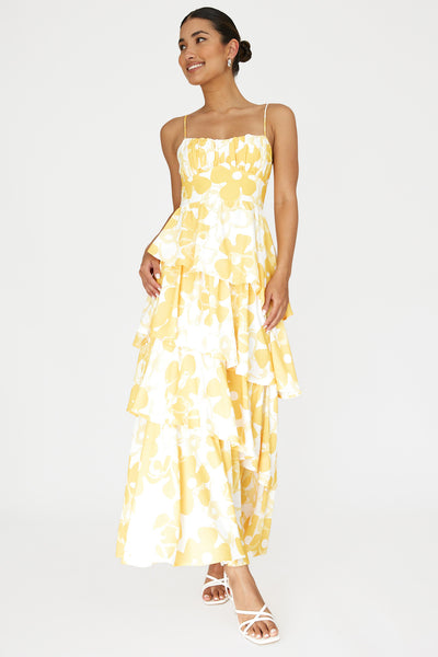 westside tiered layered stripes floral print maxi dress reviews Hopeful Tiered Layered Maxi Dress Yellow