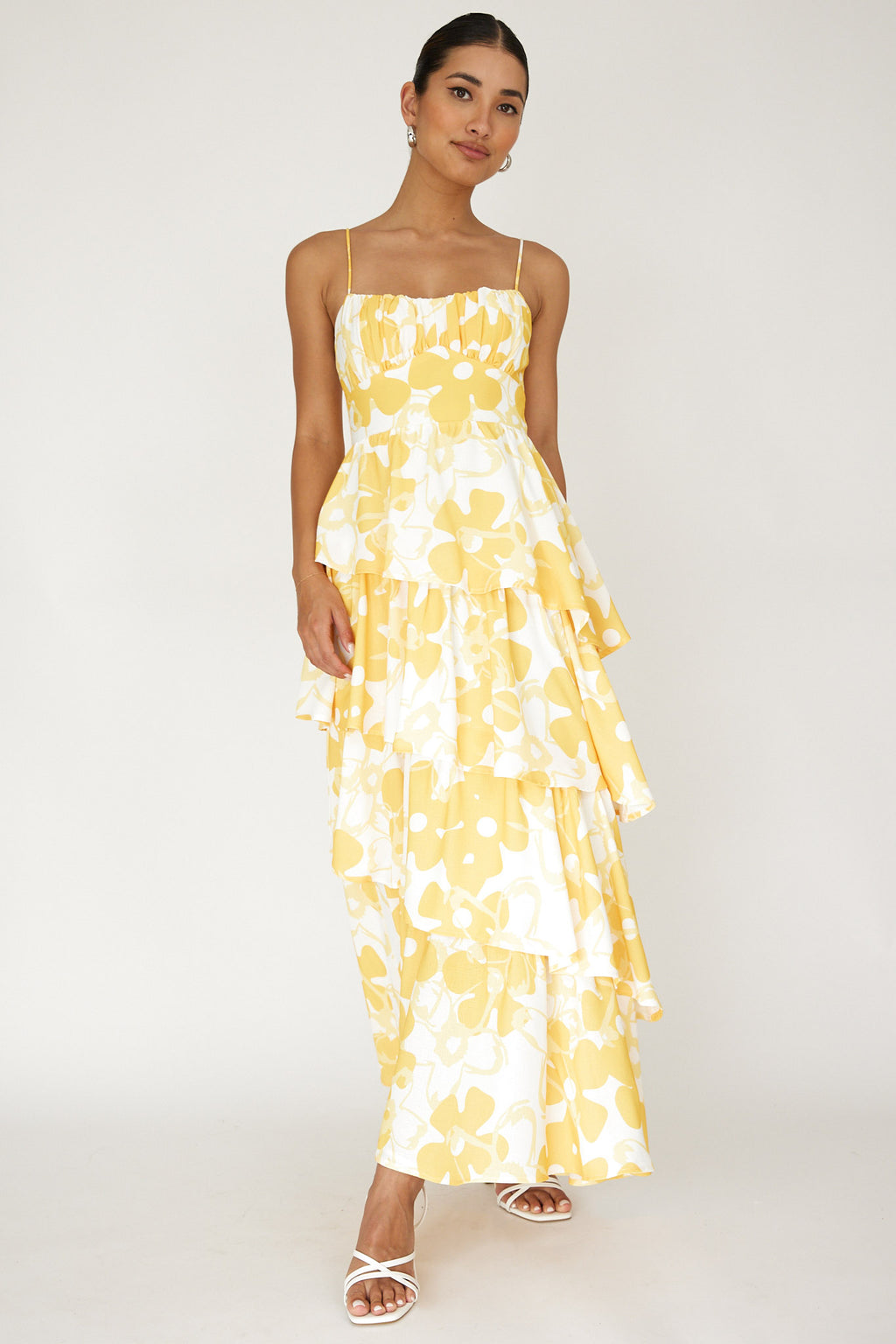 Hopeful Tiered Layered Maxi Dress Yellow by Selfie Leslie
