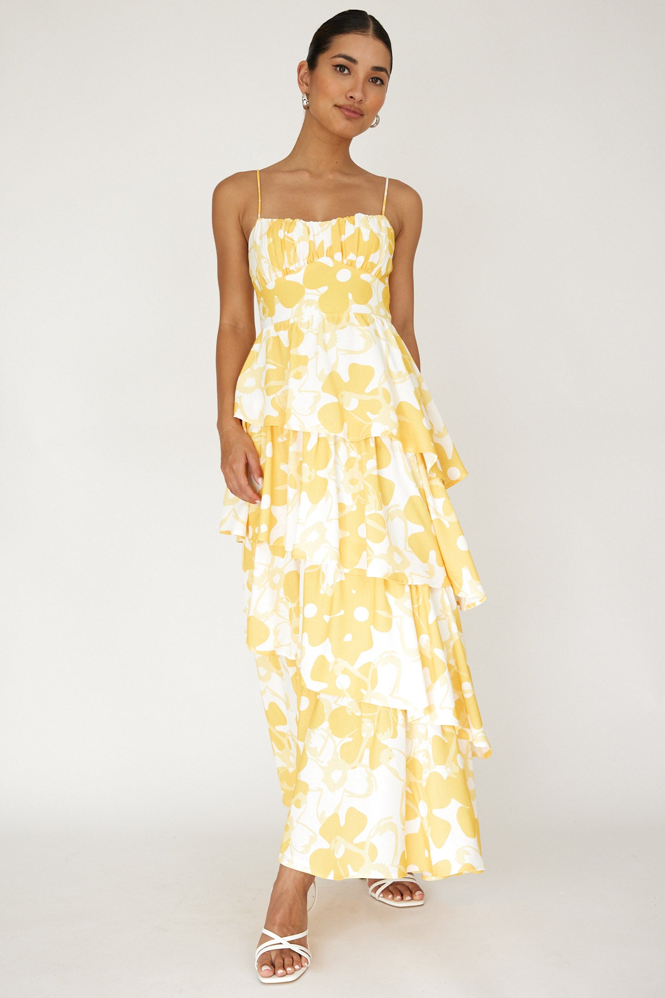 Hopeful Tiered Layered Maxi Dress Yellow - L Hopeful Tiered Layered Maxi Dress Yellow - L