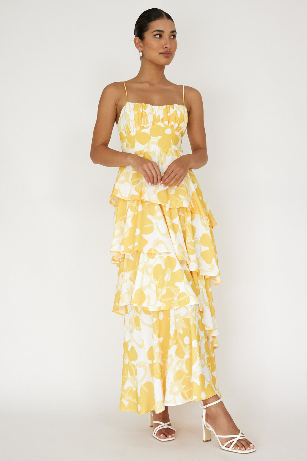 Hopeful Tiered Layered Maxi Dress Yellow by Selfie Leslie