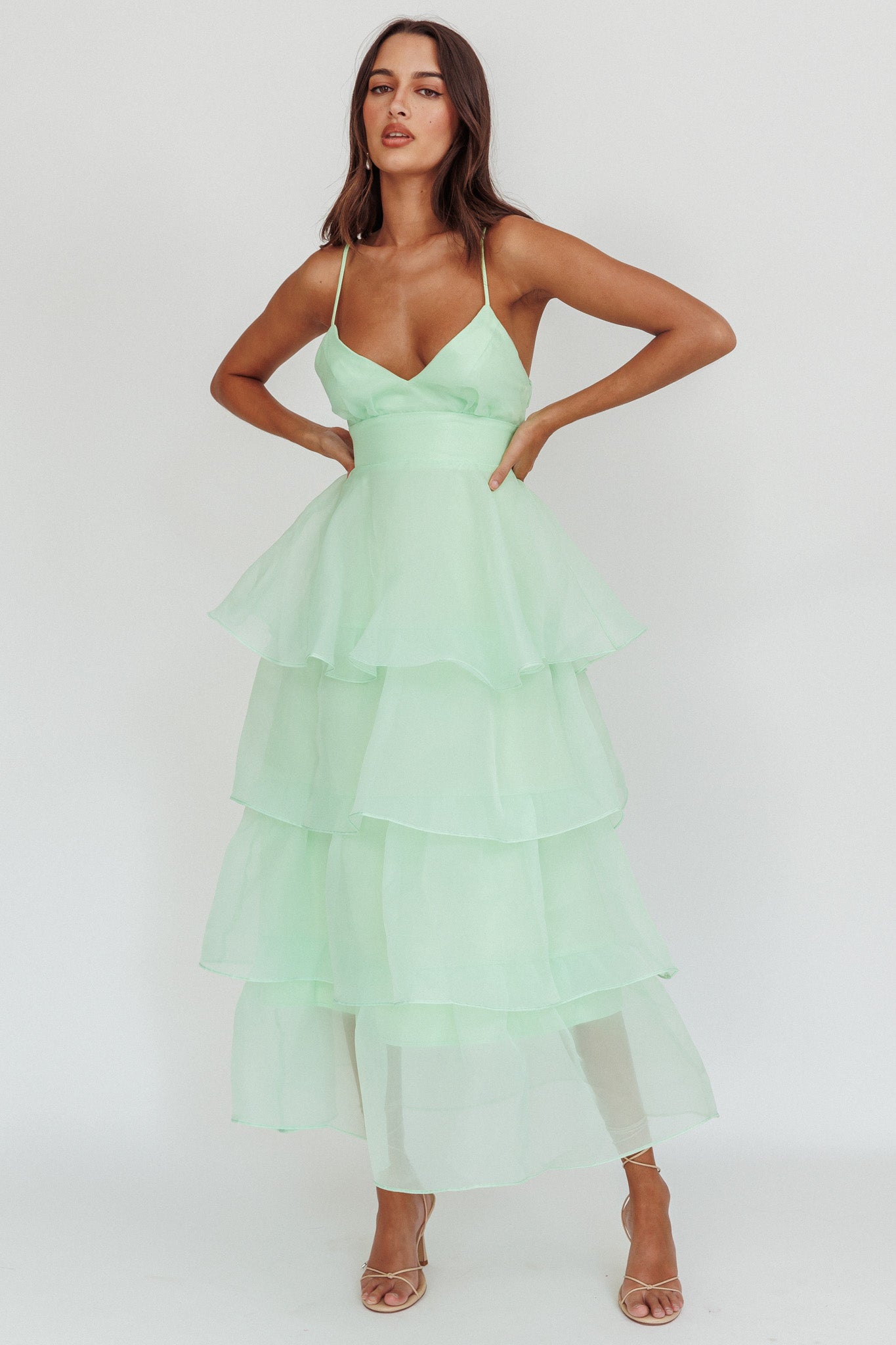 Made For You Tiered Ruffle Midi Dress Mint - XL Made For You Tiered Ruffle Midi Dress Mint - XL